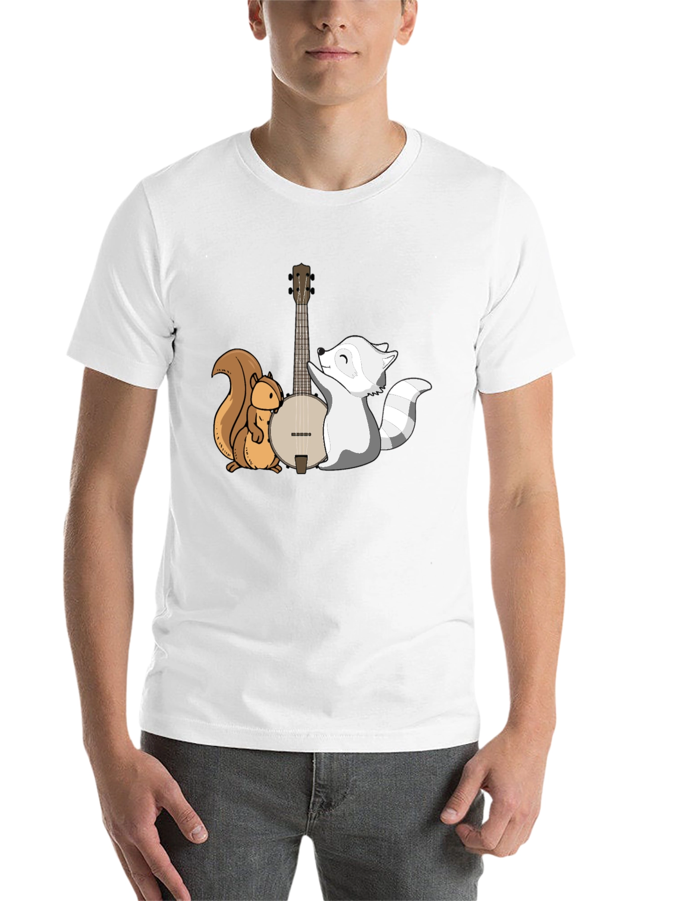 Black Squirrel & Raccoon Banjo T-Shirt view 14