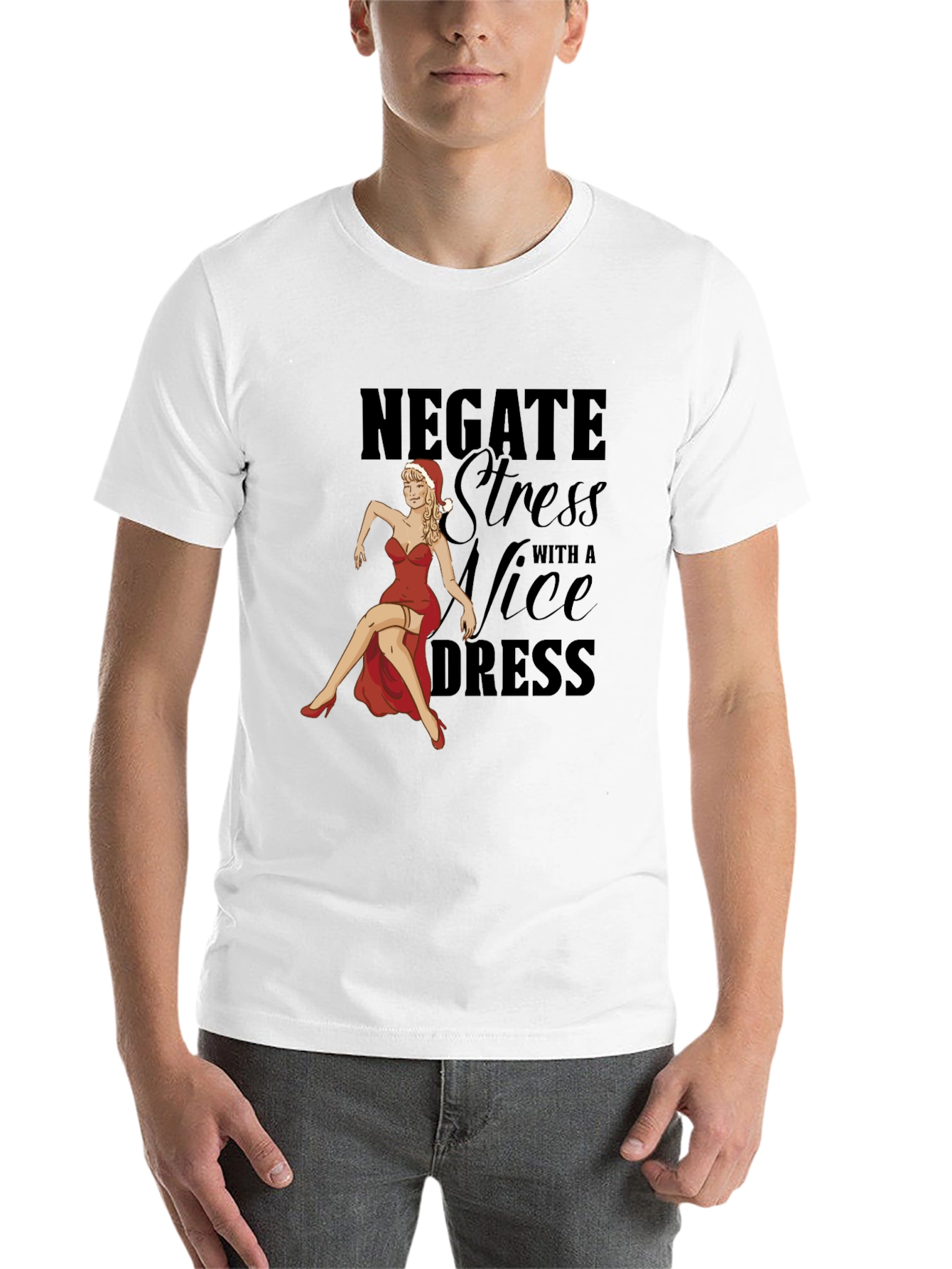 Black Negate Stress Nice Dress T-Shirt view 14