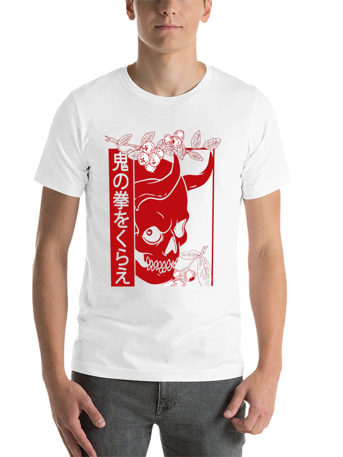 Black Japanese Skull T-Shirt - Oni Demon Design view 14