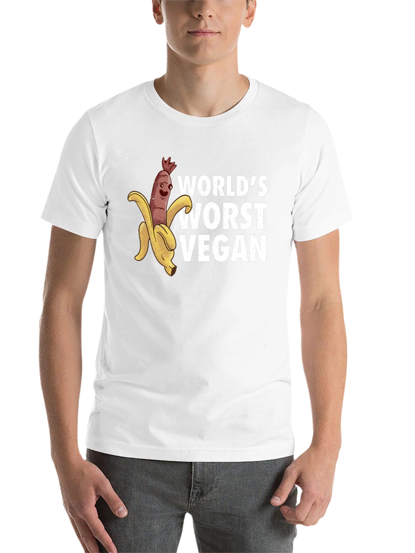 Black World's Worst Vegan Graphic T-Shirt view 14