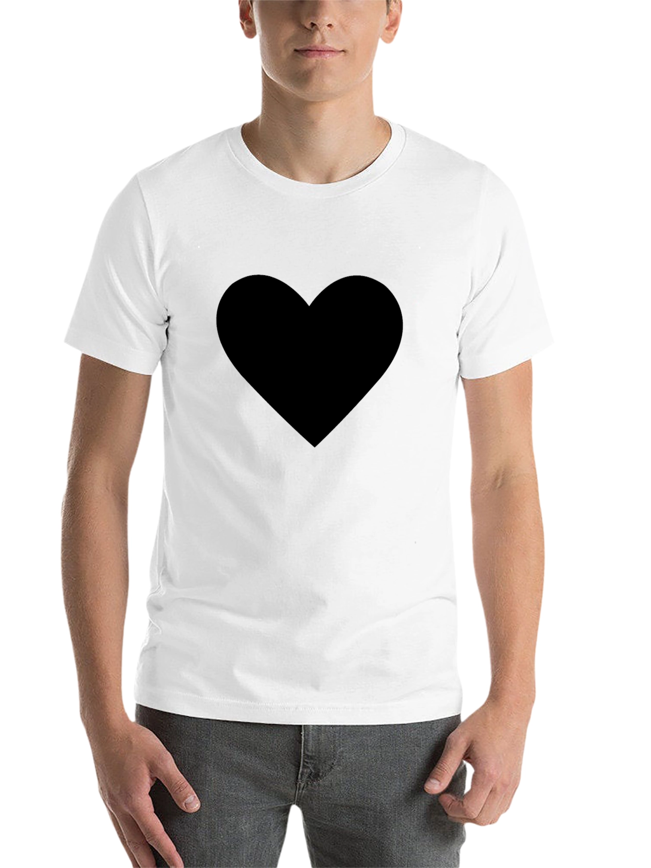 Black Men's Black Heart Graphic Tee - Soft Cotton Blend view 14