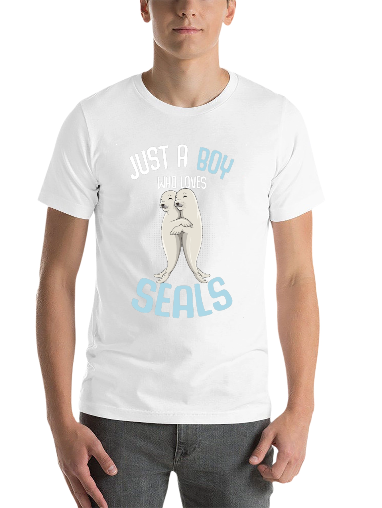Black Just A Boy Who Loves Seals T-Shirt view 14