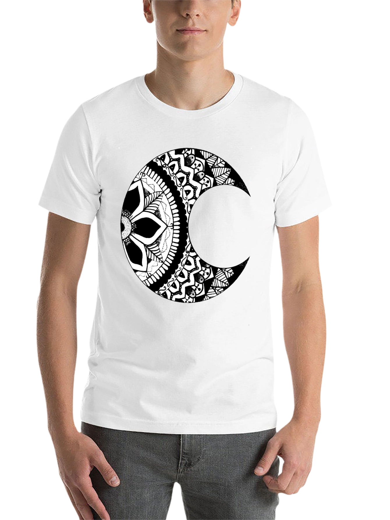 Black Moon Mandala Graphic Tee - Stylish Black T-Shirt view 14