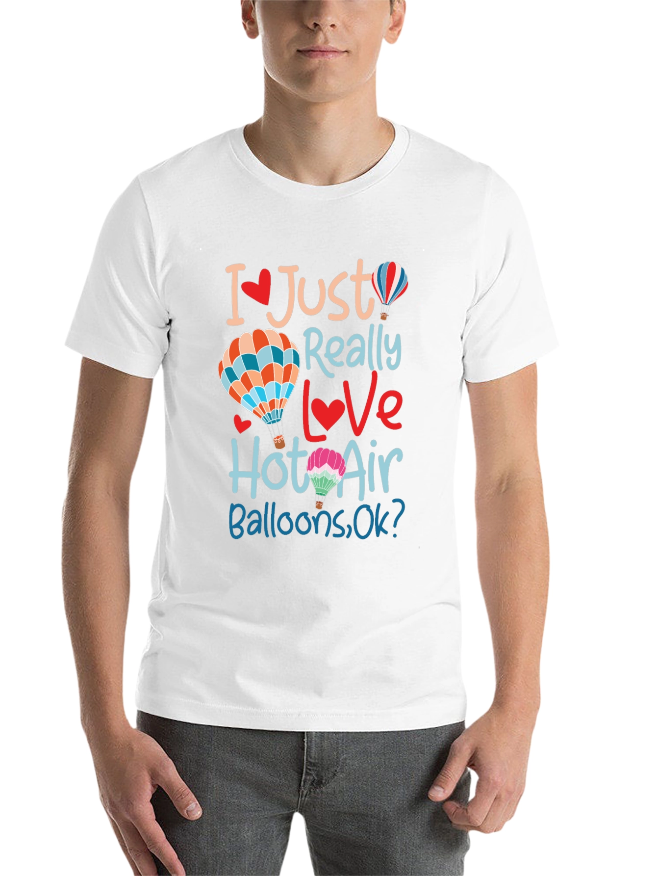 Black I Love Hot Air Balloons Black T-Shirt view 14