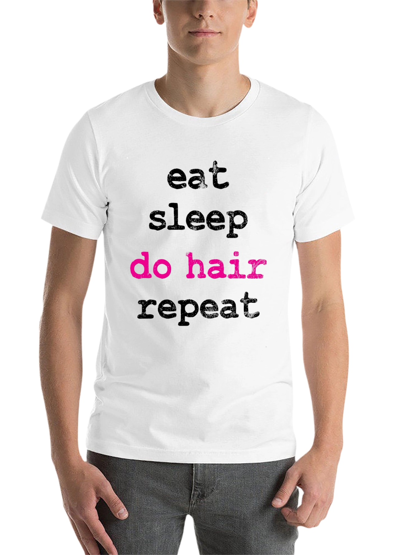 Black Eat Sleep Do Hair Repeat Black T-Shirt view 14