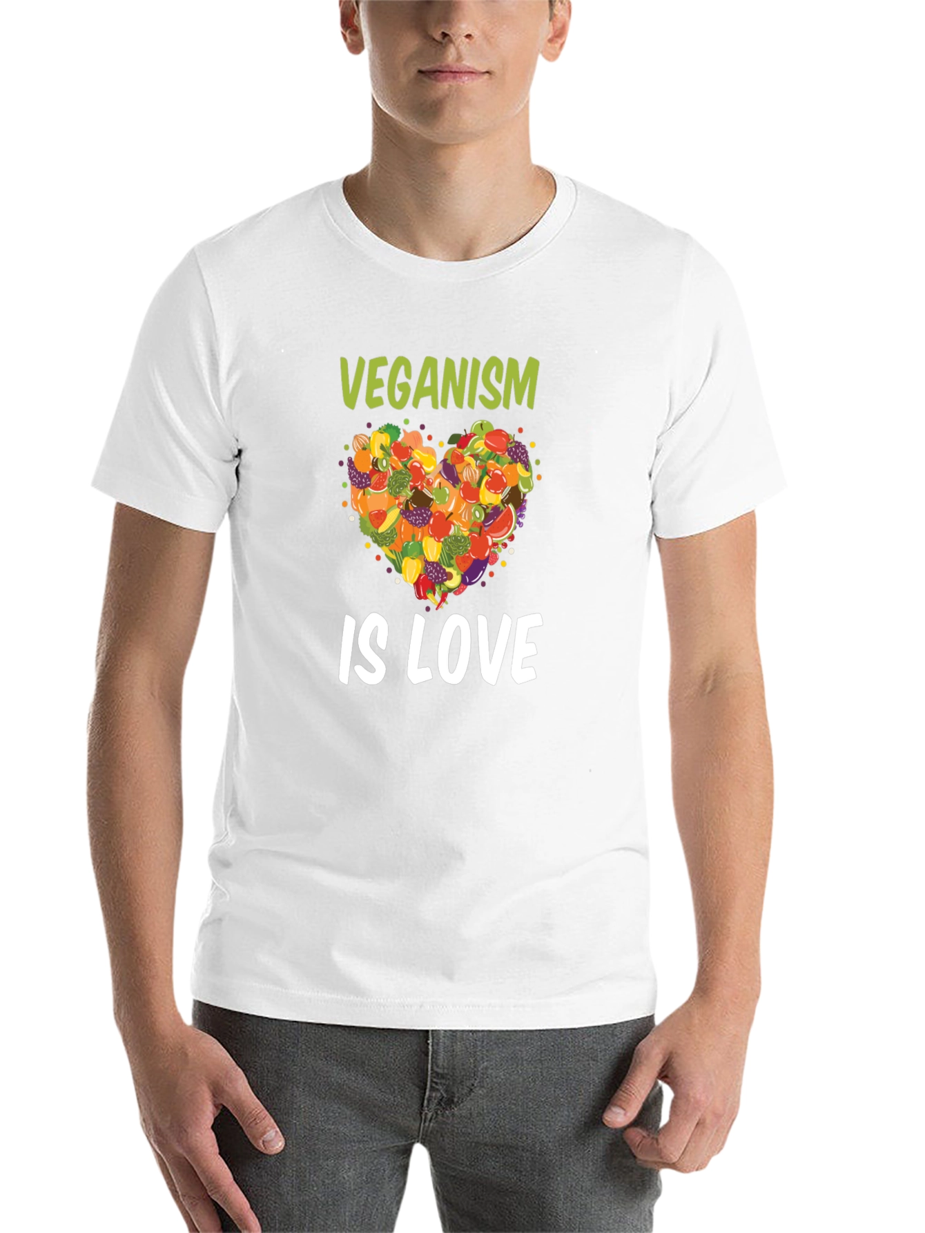 Black Veganism Is Love T-Shirt Fruit Heart Tee view 14