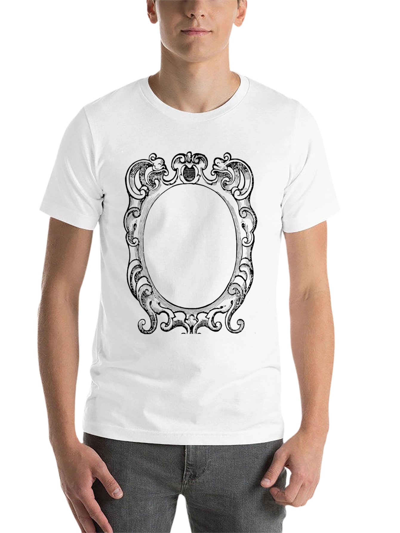 Elegant Framed Graphic Tee - Classic Black Cotton - 14