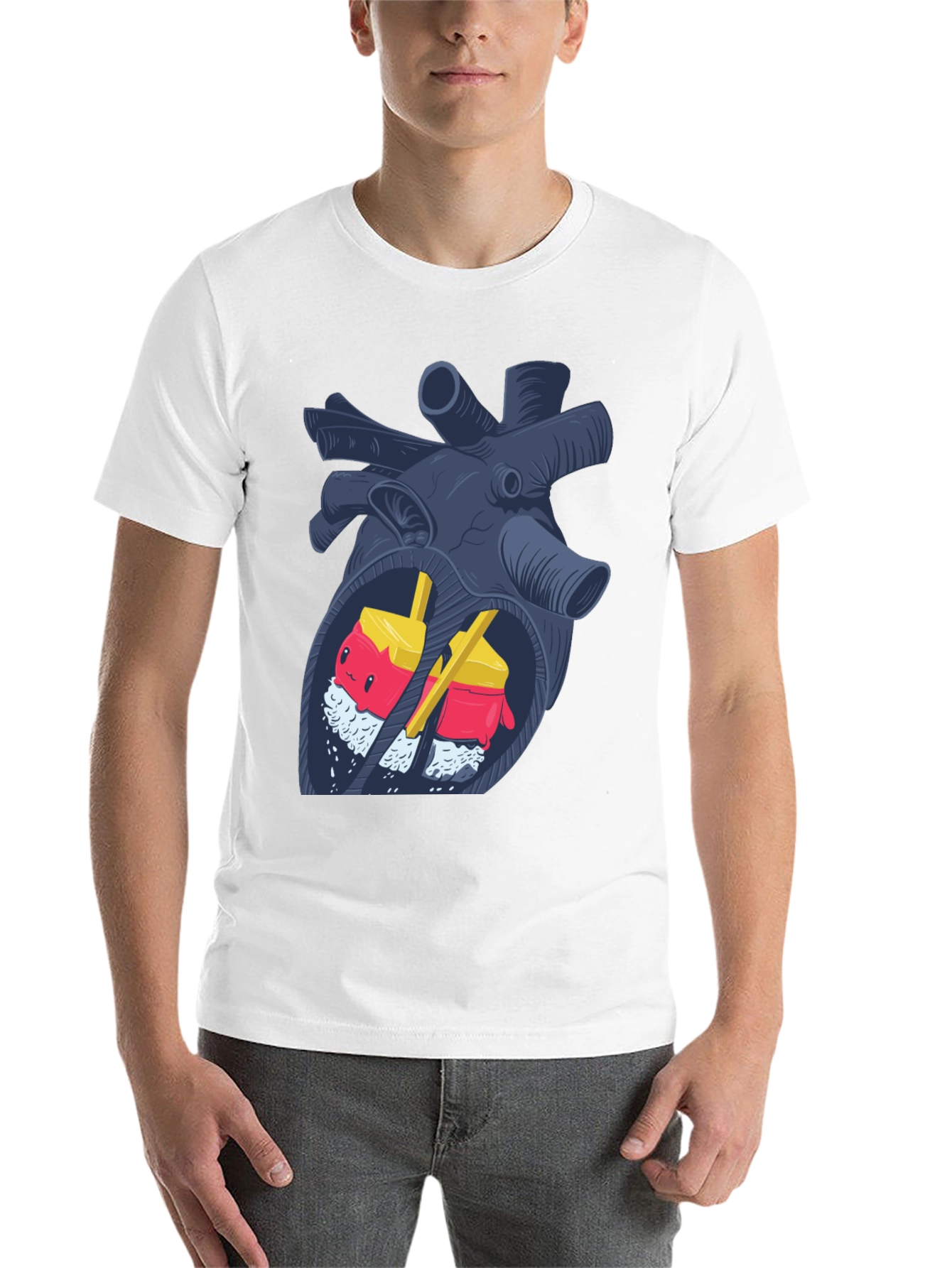 Black Anatomical Sushi Heart T-Shirt view 14