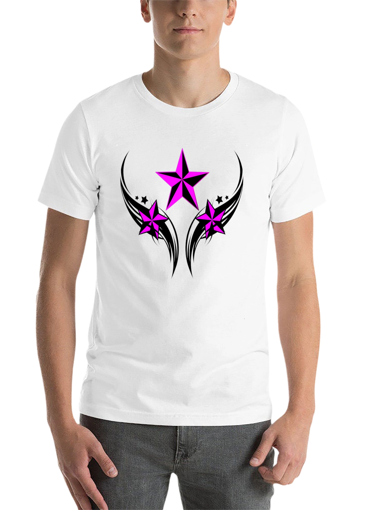 Black Black T-Shirt with Pink Star Graphic view 14