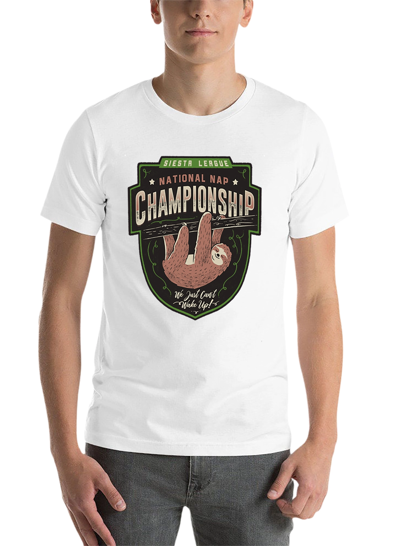 Black Siesta League National Nap Championship Sloth T-Shirt view 14