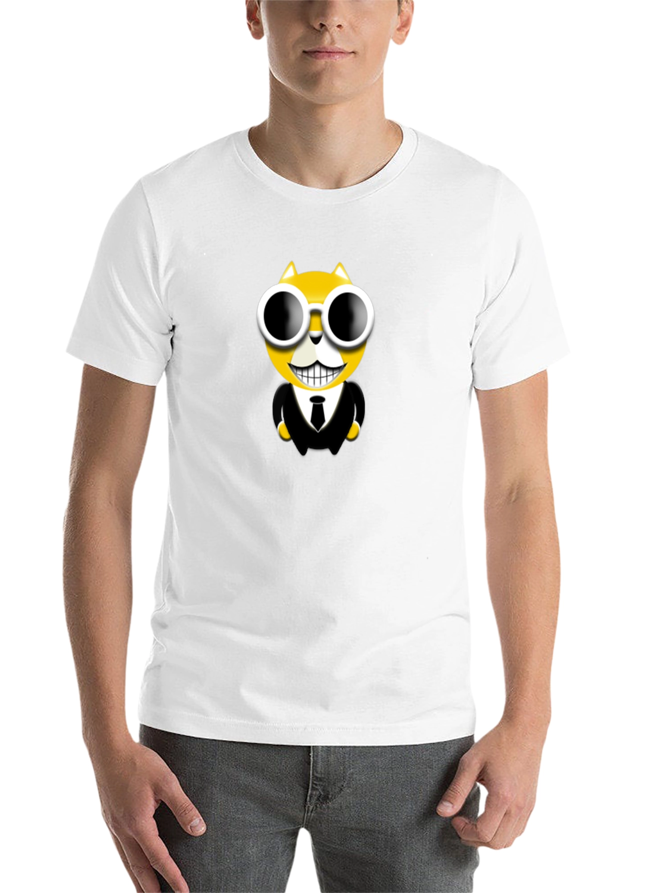Black Cool Cat in Suit Graphic T-Shirt view 14