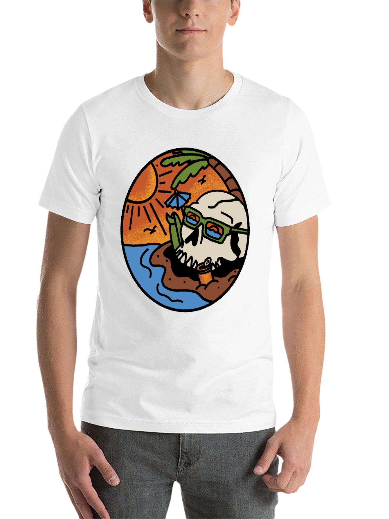 Black Beach Skull Graphic Tee - Cool Summer Vibes view 14