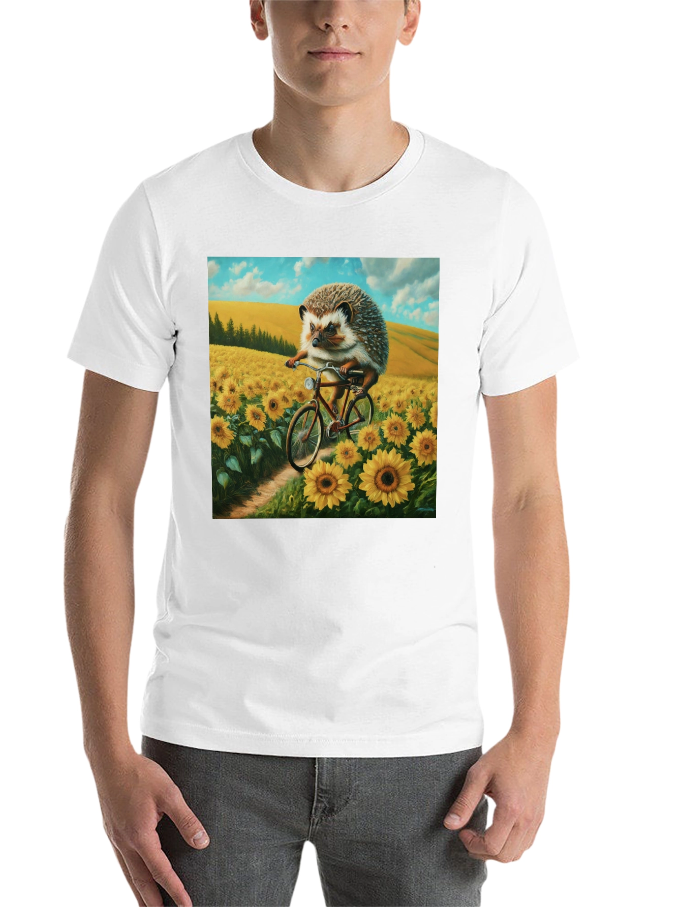 Black Hedgehog on Bike T-Shirt view 14