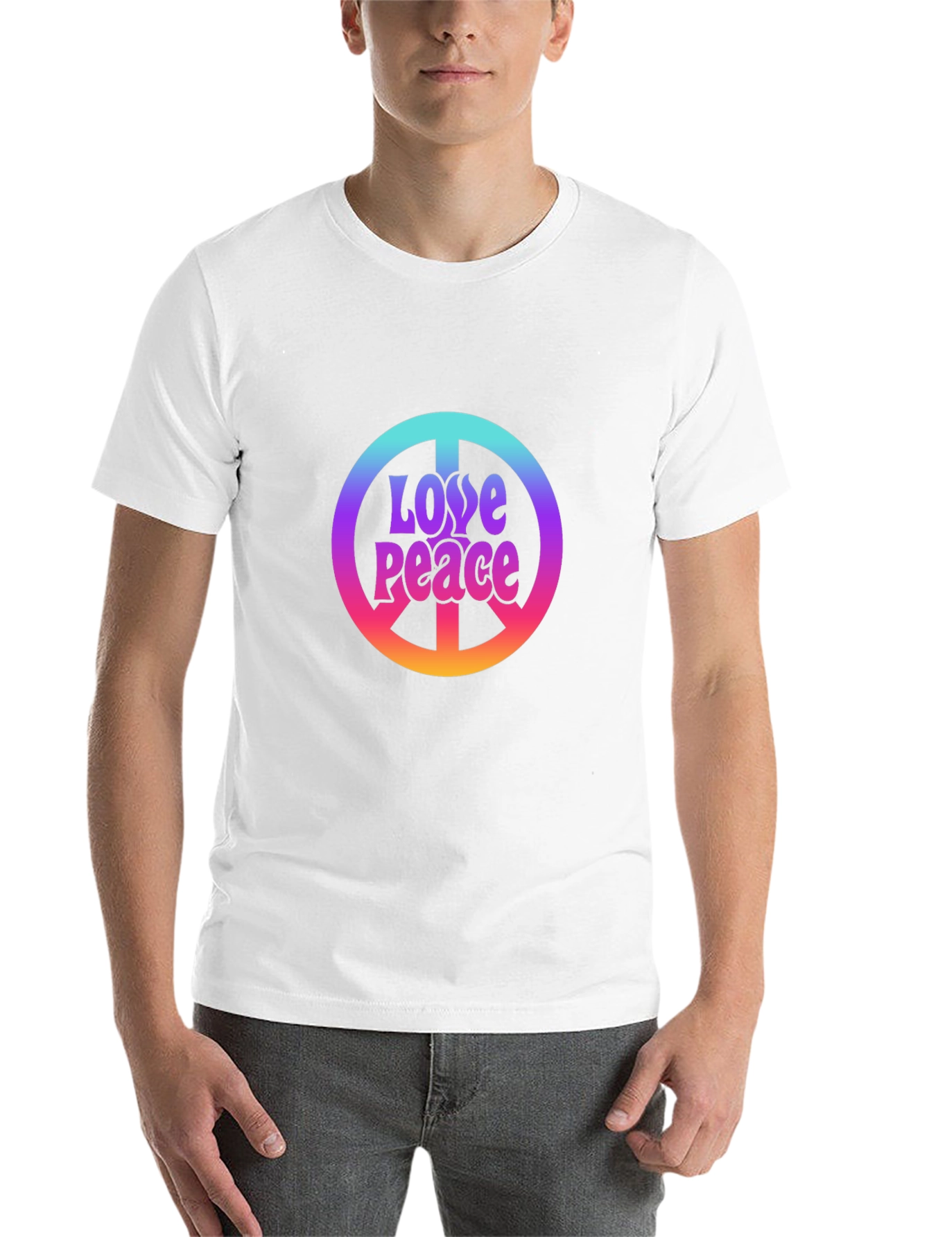 Black Love Peace Sign Black T-Shirt view 14