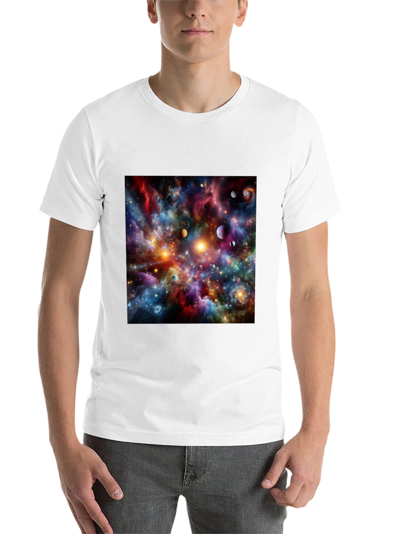 Black Cosmic Nebula Graphic T-Shirt view 14