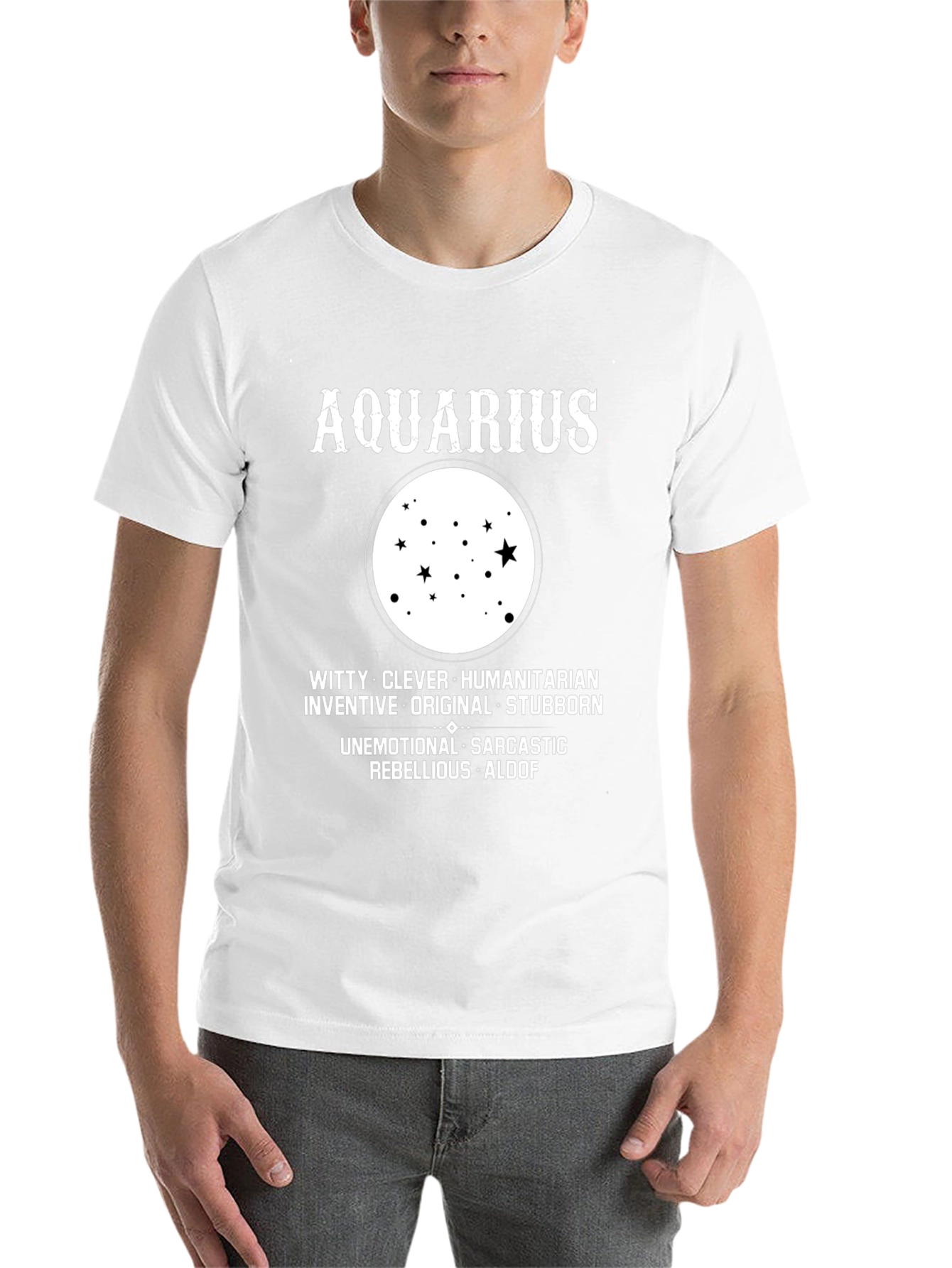 Black Aquarius Zodiac Star Sign Black T-Shirt view 14
