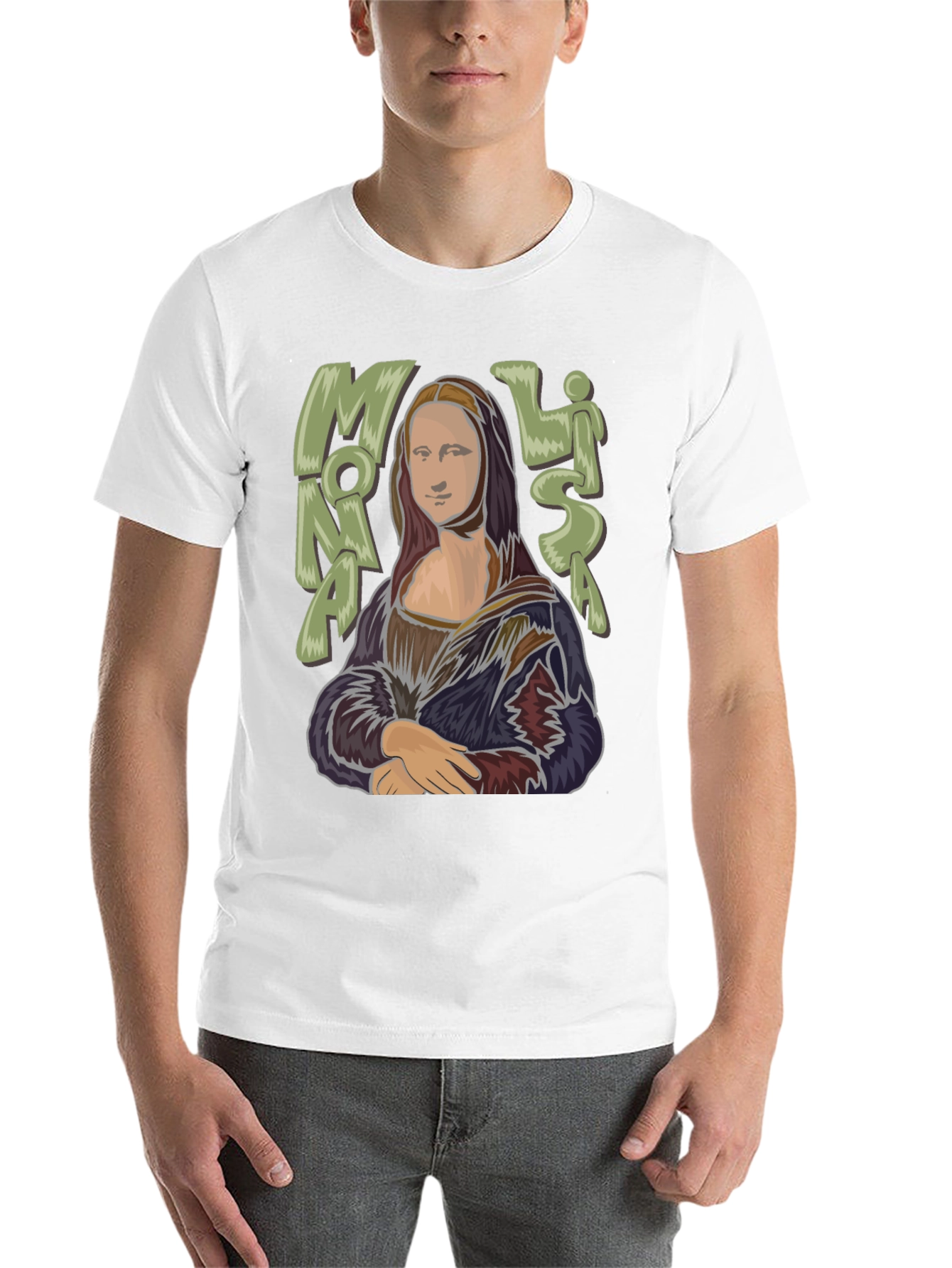 Black Mona Lisa Graphic Tee - Classic Art Style T-Shirt view 14