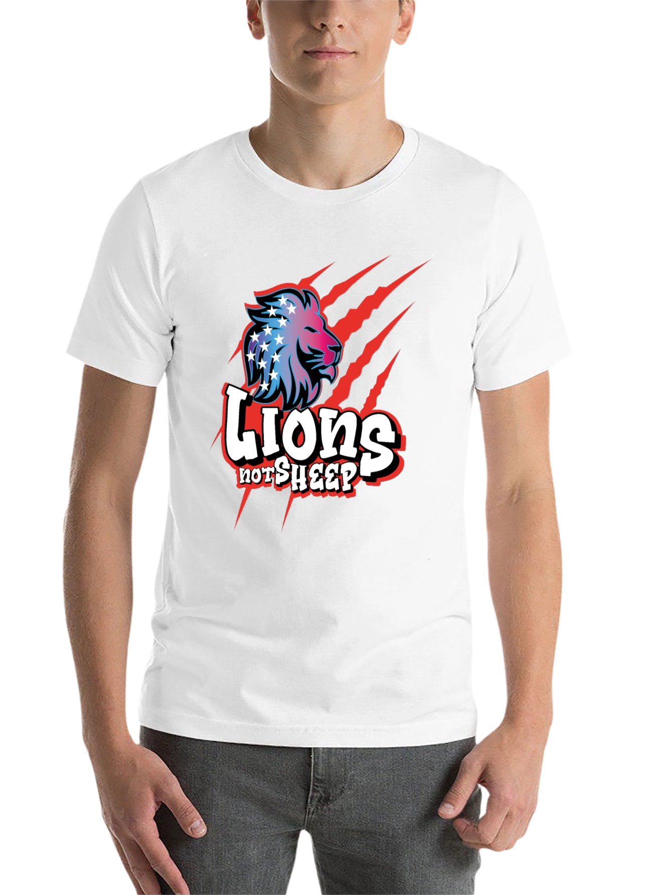 Black Lions Not Sheep Graphic Tee - Patriotic Design view 14