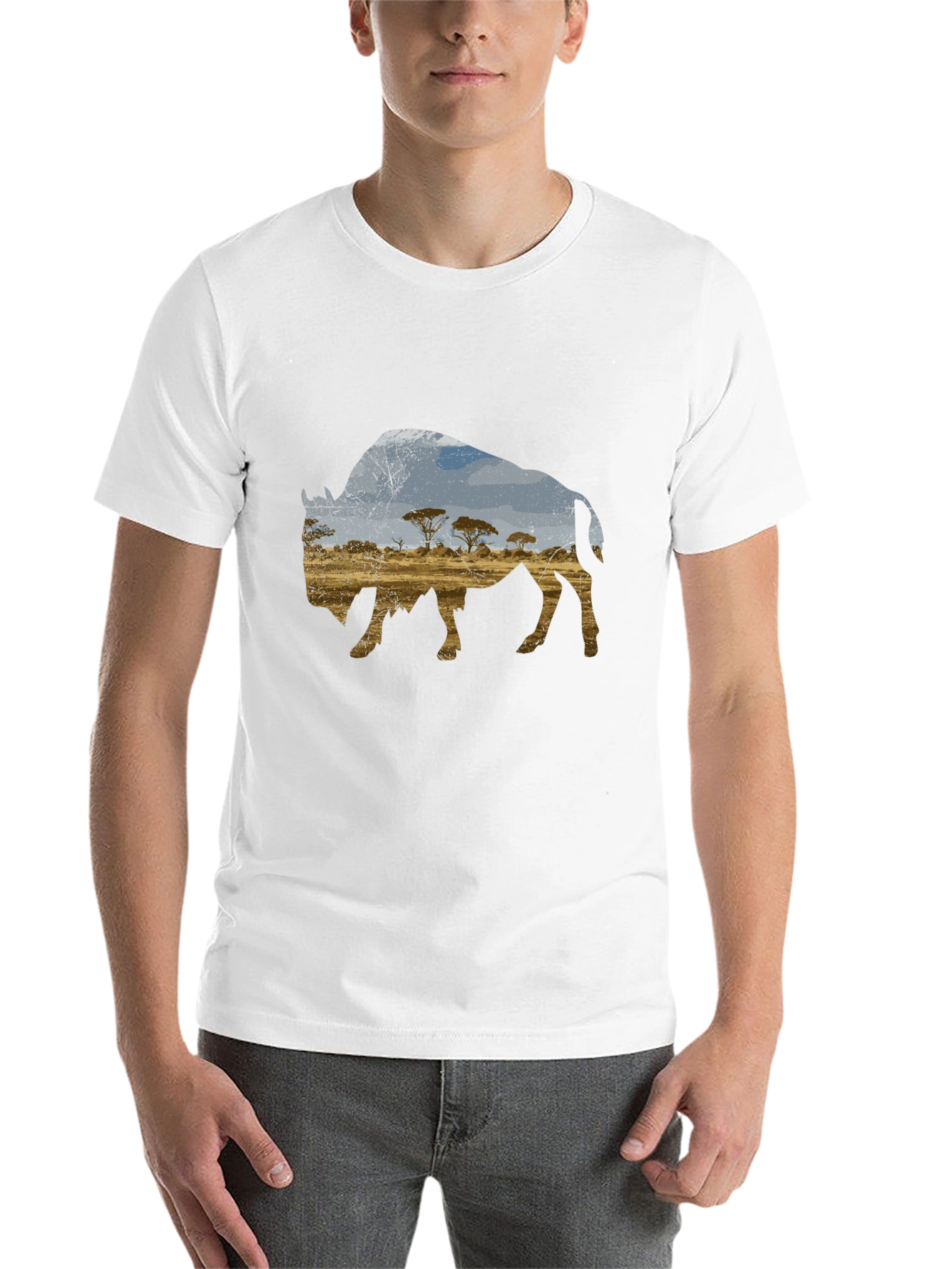 Black Buffalo Landscape Graphic Black T-Shirt view 14