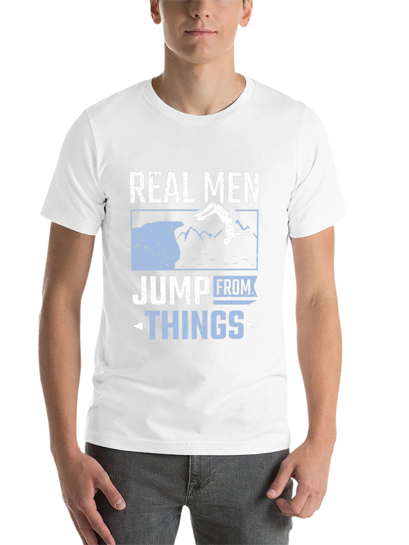 Black Real Men Jump From Things T-Shirt view 14