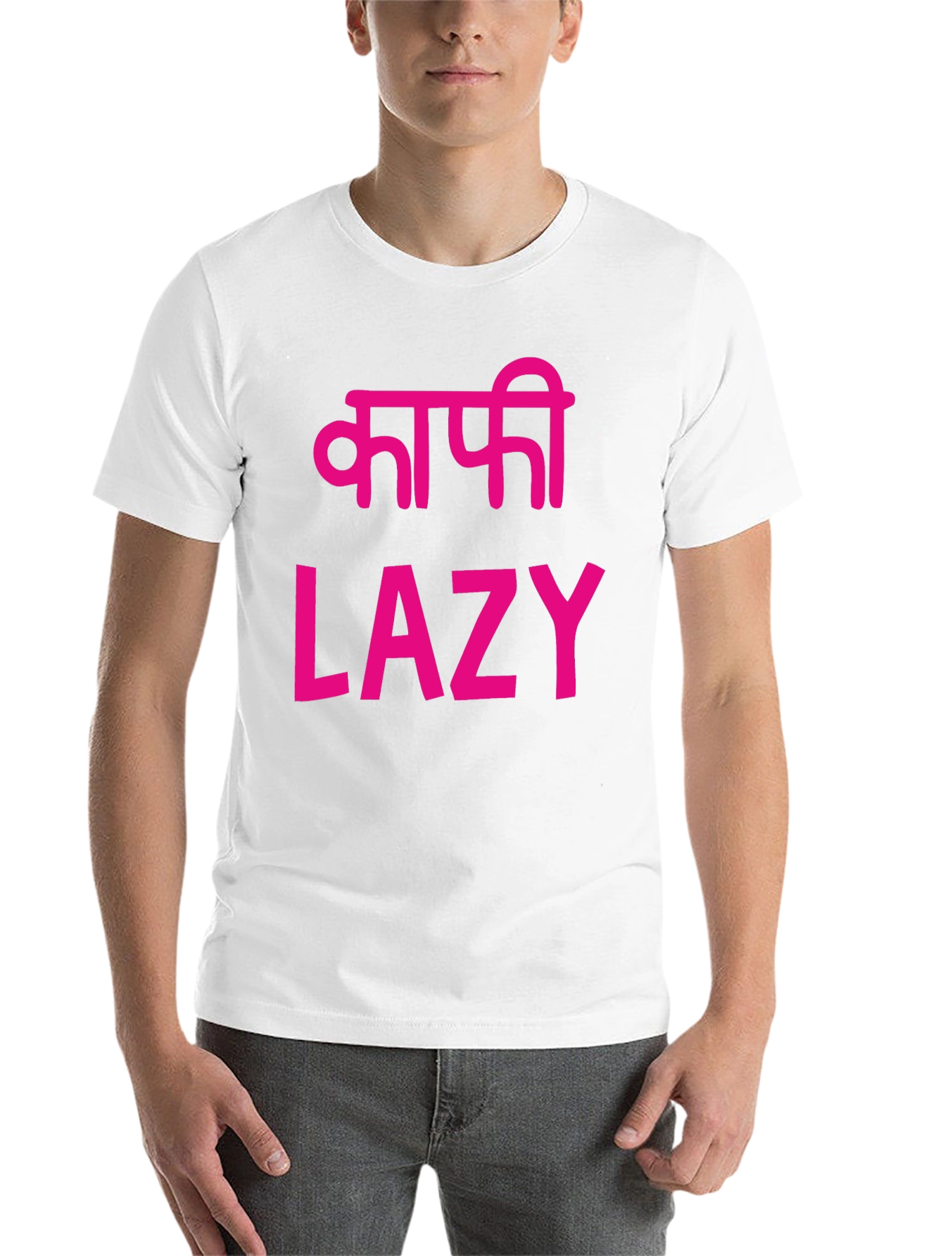 Black Lazy T-Shirt - Black with Pink Print view 14