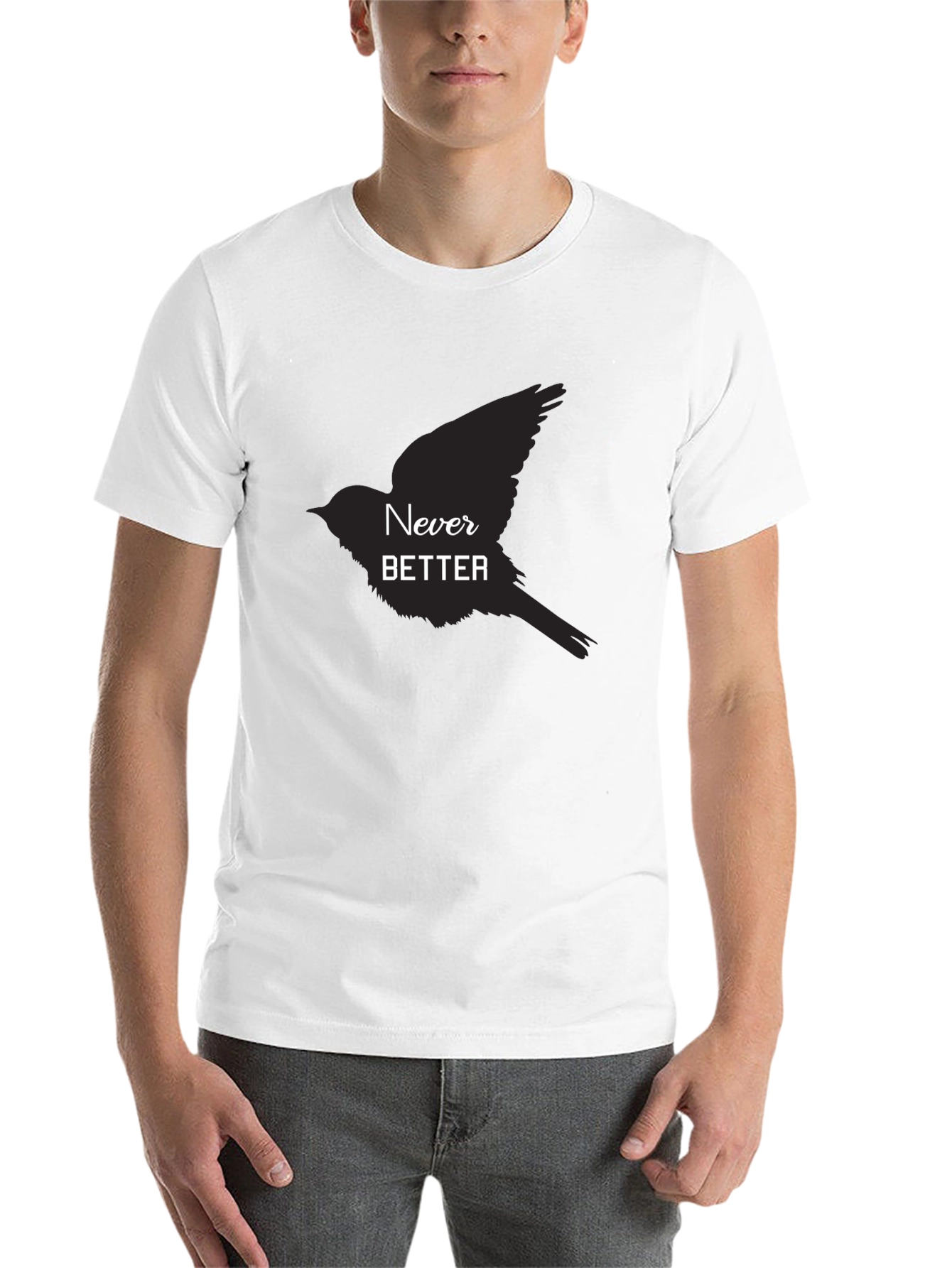 Black Never Better Bird Graphic Black T-Shirt view 14