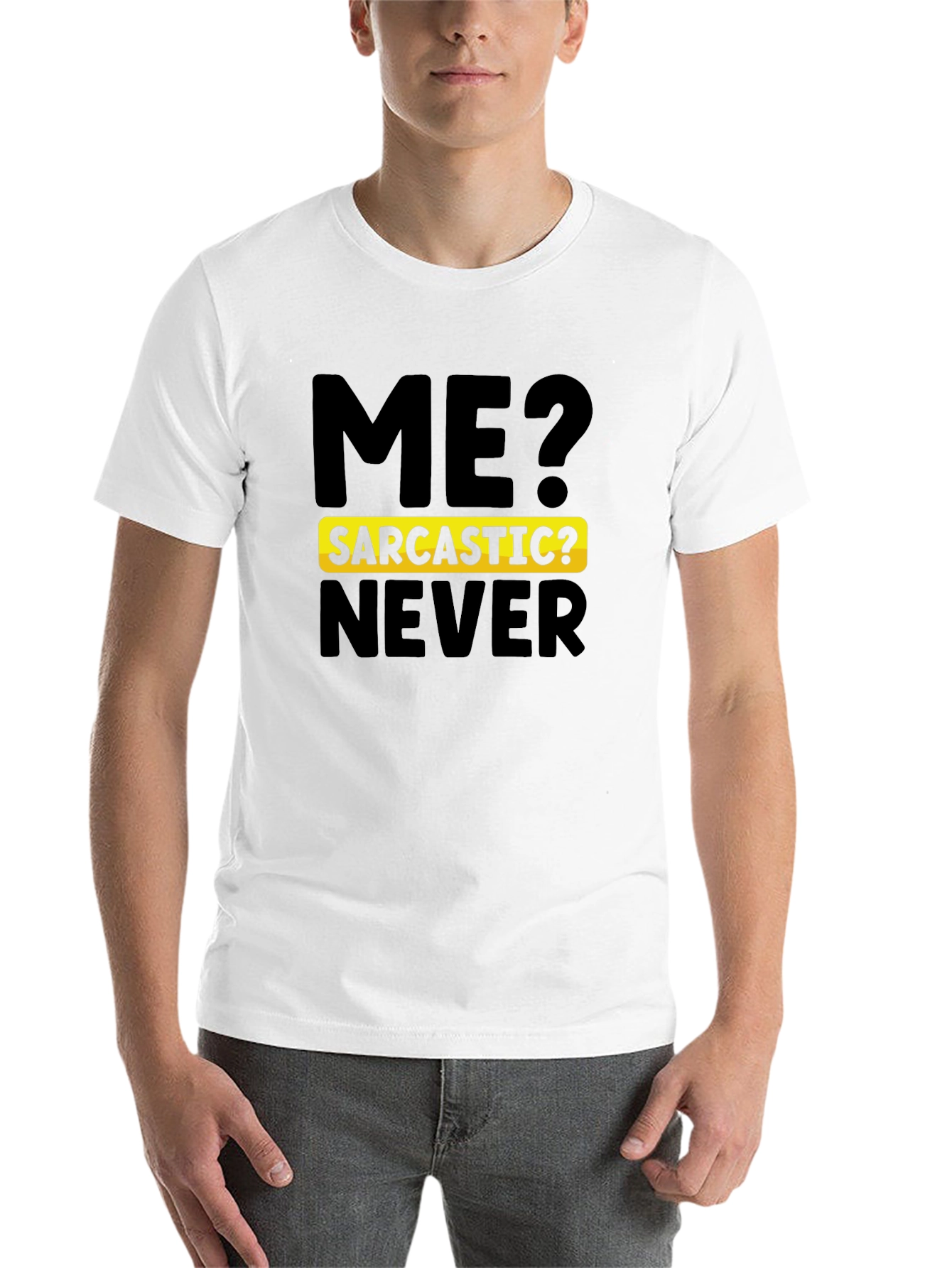 Black Sarcastic Never Men's Graphic T-Shirt view 14
