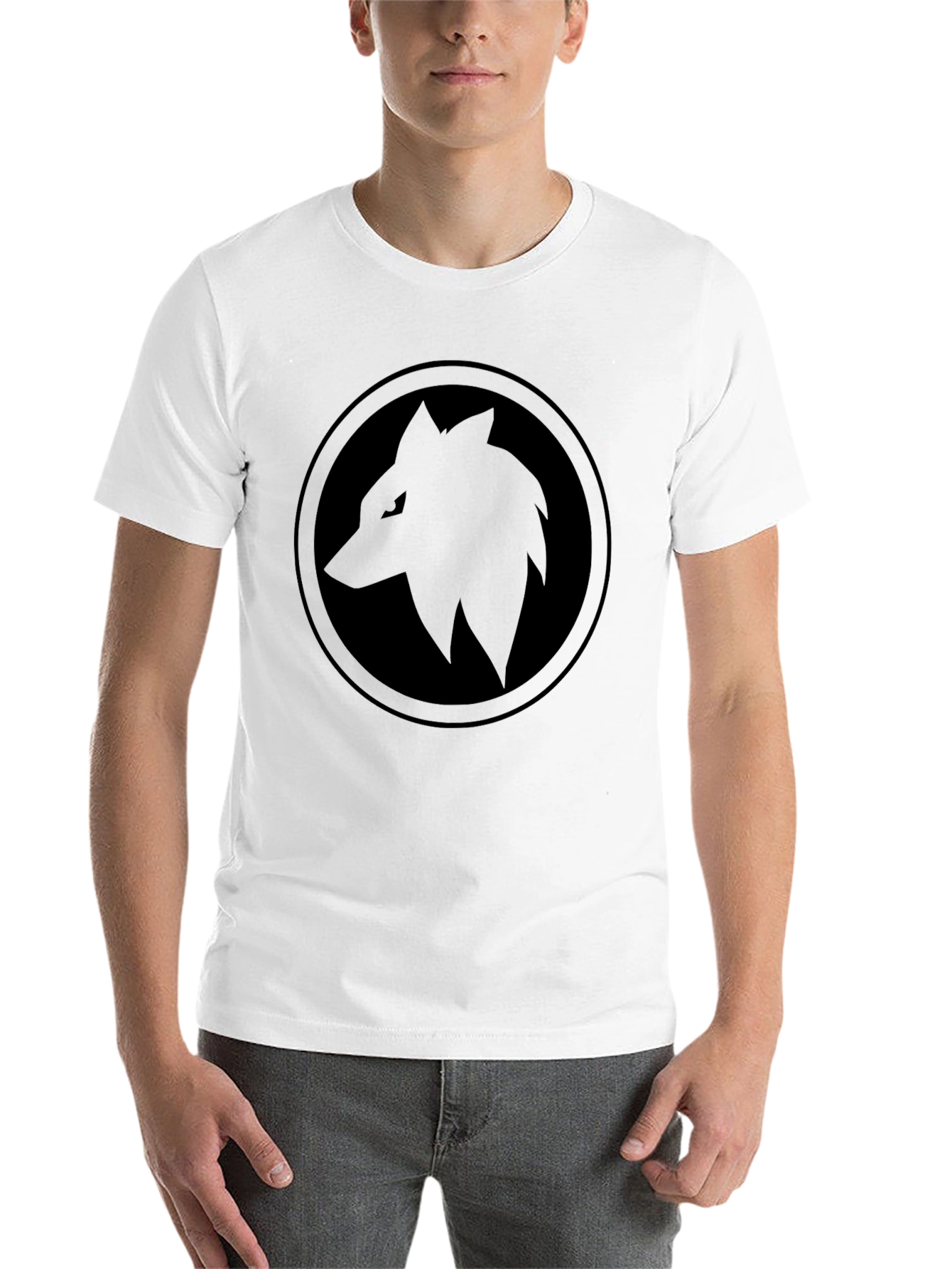 Black Black Wolf Circle T-Shirt - Edgy Graphic Tee view 14
