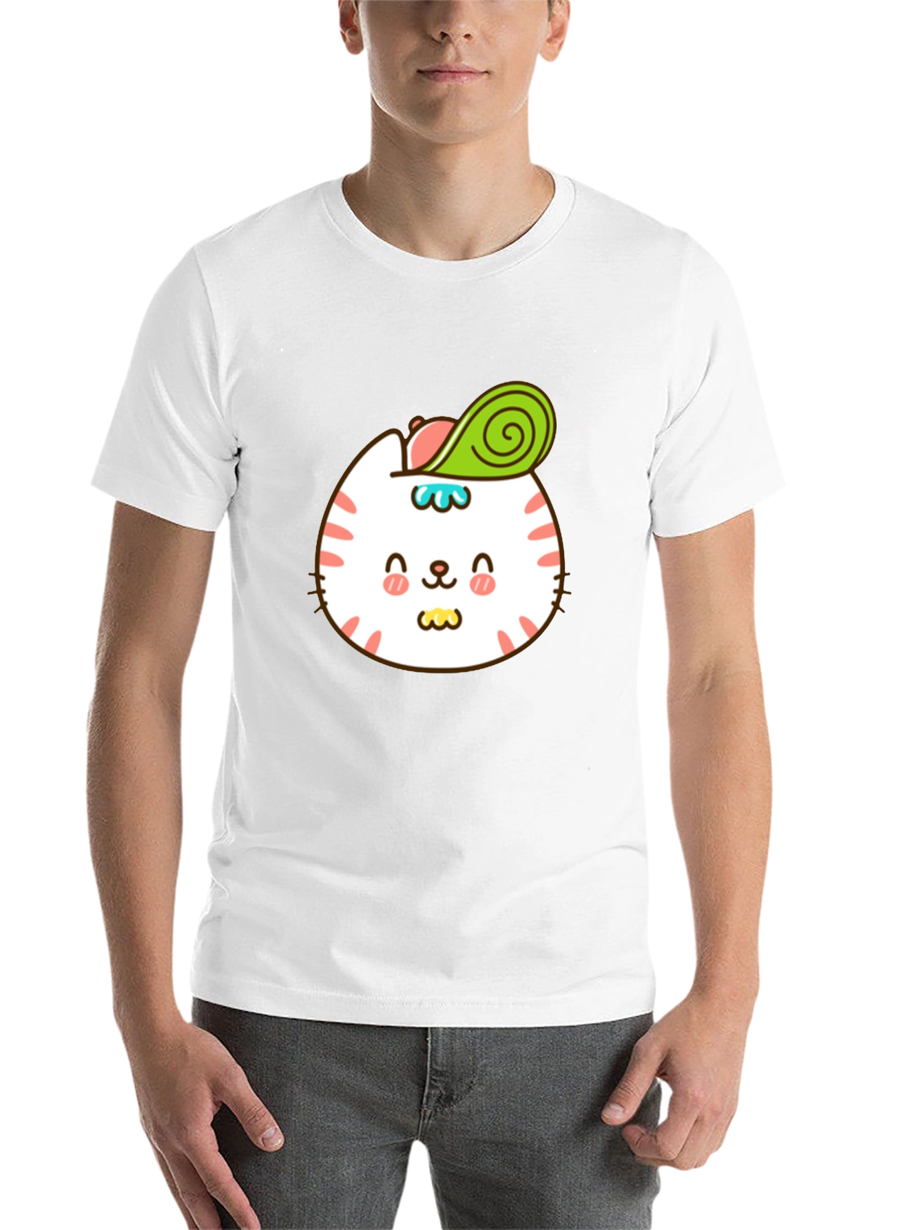 Black Cute Cat Avocado T-Shirt - Stylish Cartoon Design view 14