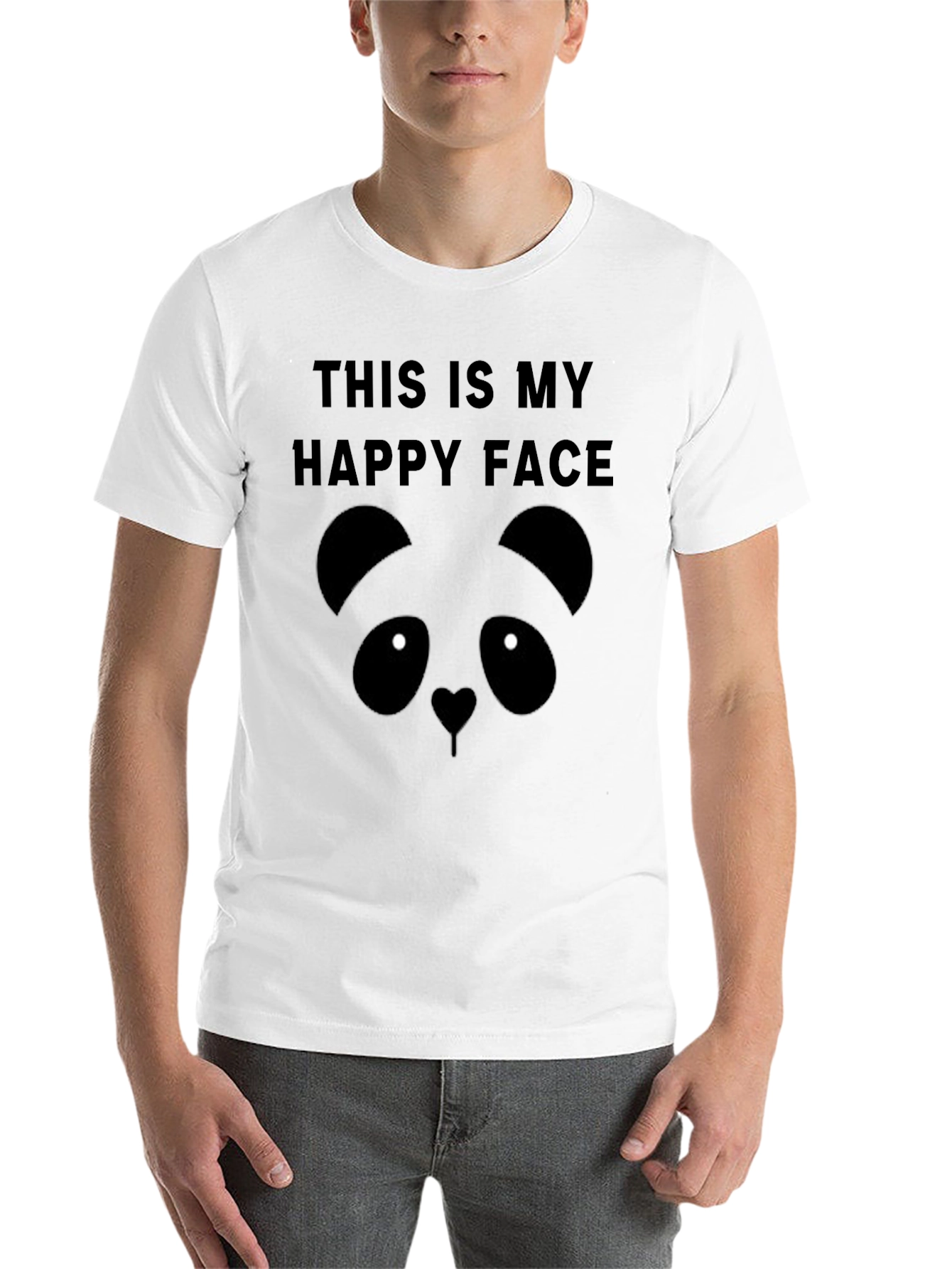 Black Happy Face Panda Graphic Tee - Black Casual Comfort view 14