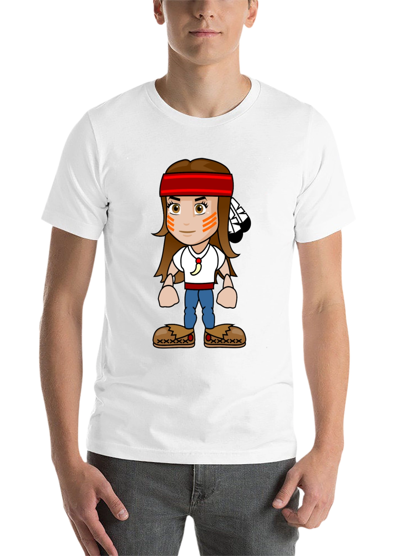 Black Native American Cartoon T-Shirt view 14