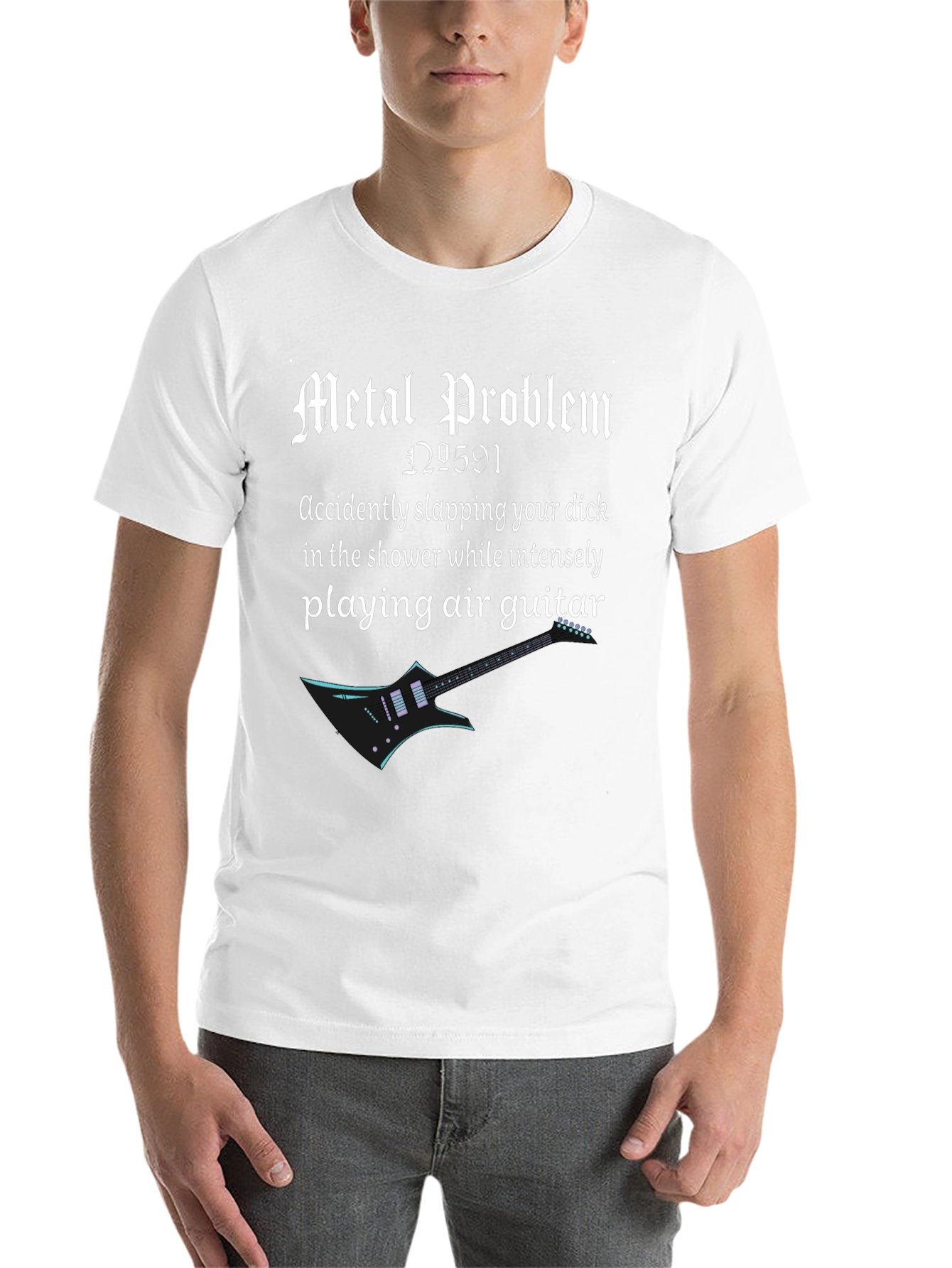 Black Metal Problem T-Shirt - Shower Air Guitar view 14