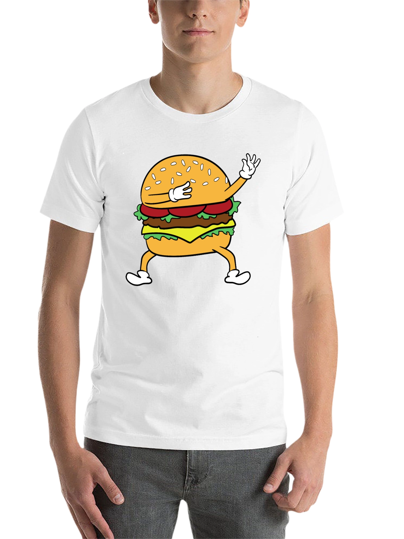 Black Dabbing Burger Graphic Tee - Funny Food T-Shirt view 14
