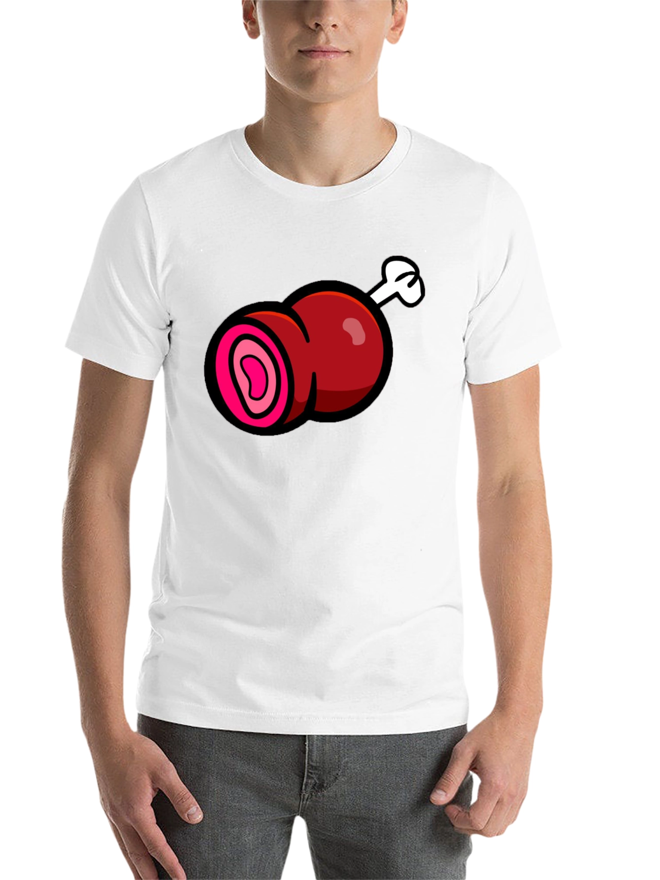 Black Cartoon Meat T-Shirt - Funny Graphic Tee view 14