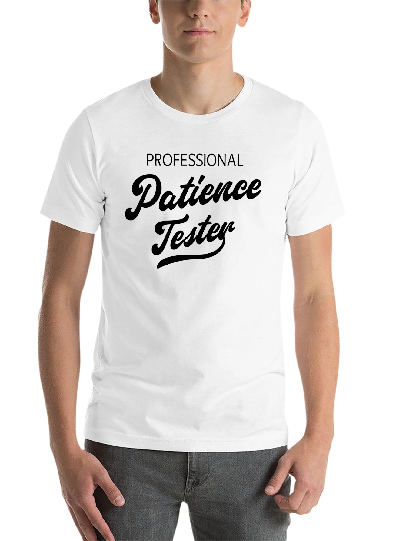 Black Patience Tester Graphic Tee - Humorous Novelty Shirt view 14