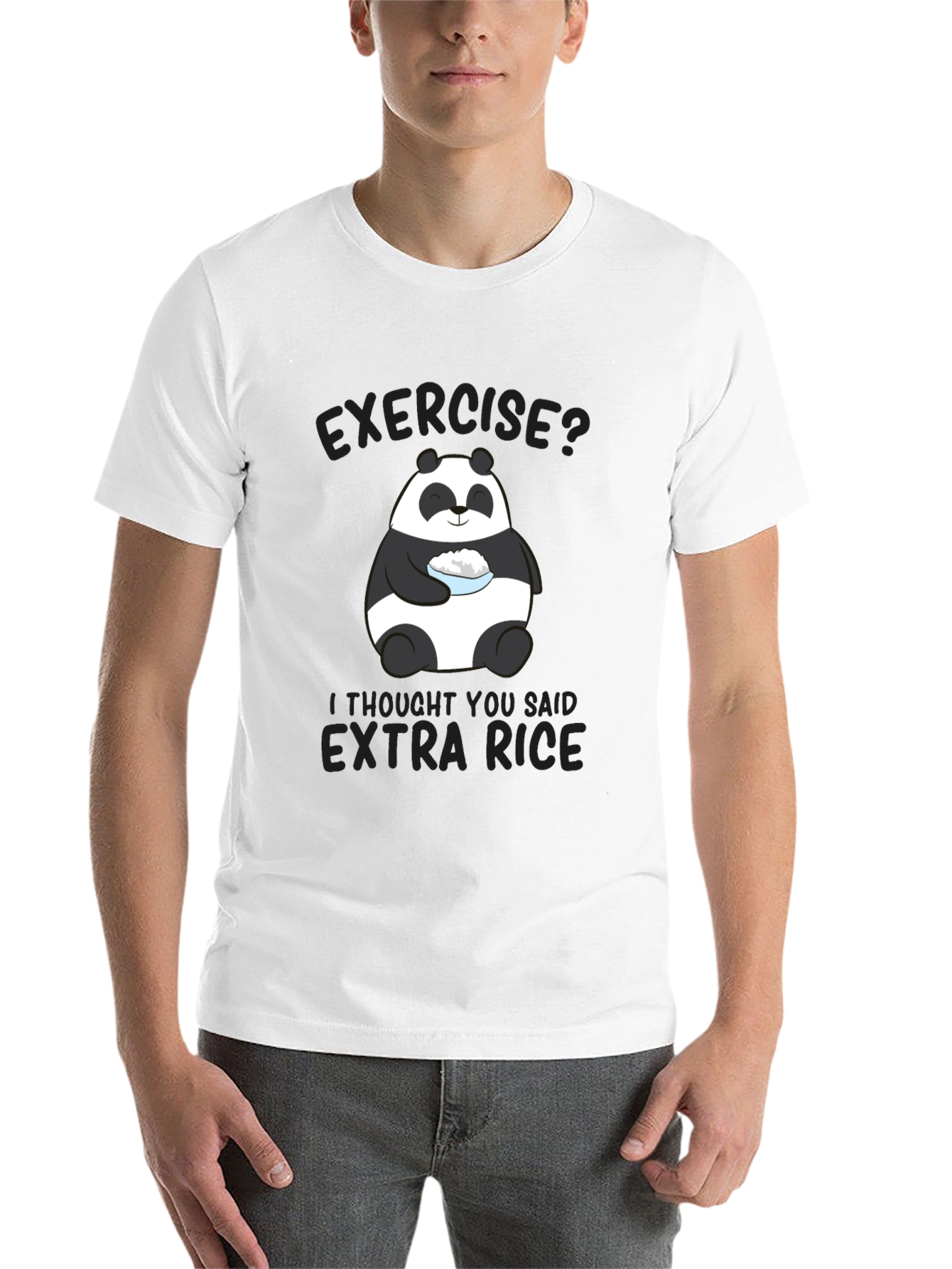 Black Exercise? Extra Rice Panda Graphic T-Shirt view 14