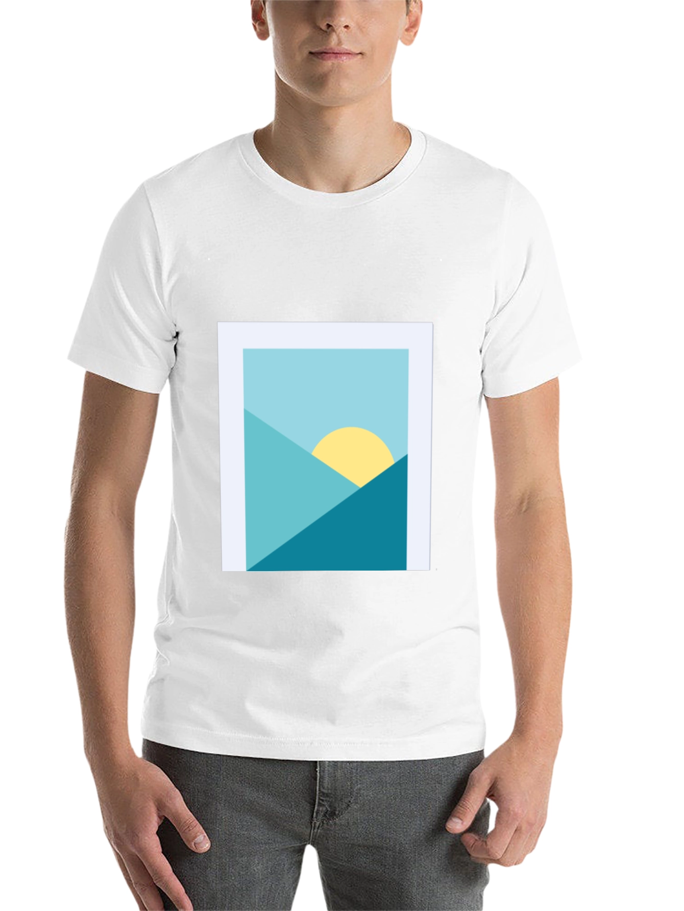Black Geometric Landscape Graphic Tee - Modern Art Shirt view 14