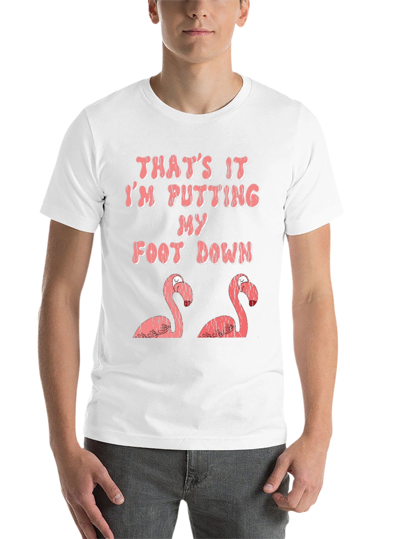 Black Funny Flamingo T-Shirt: I'm Putting My Foot Down! view 14