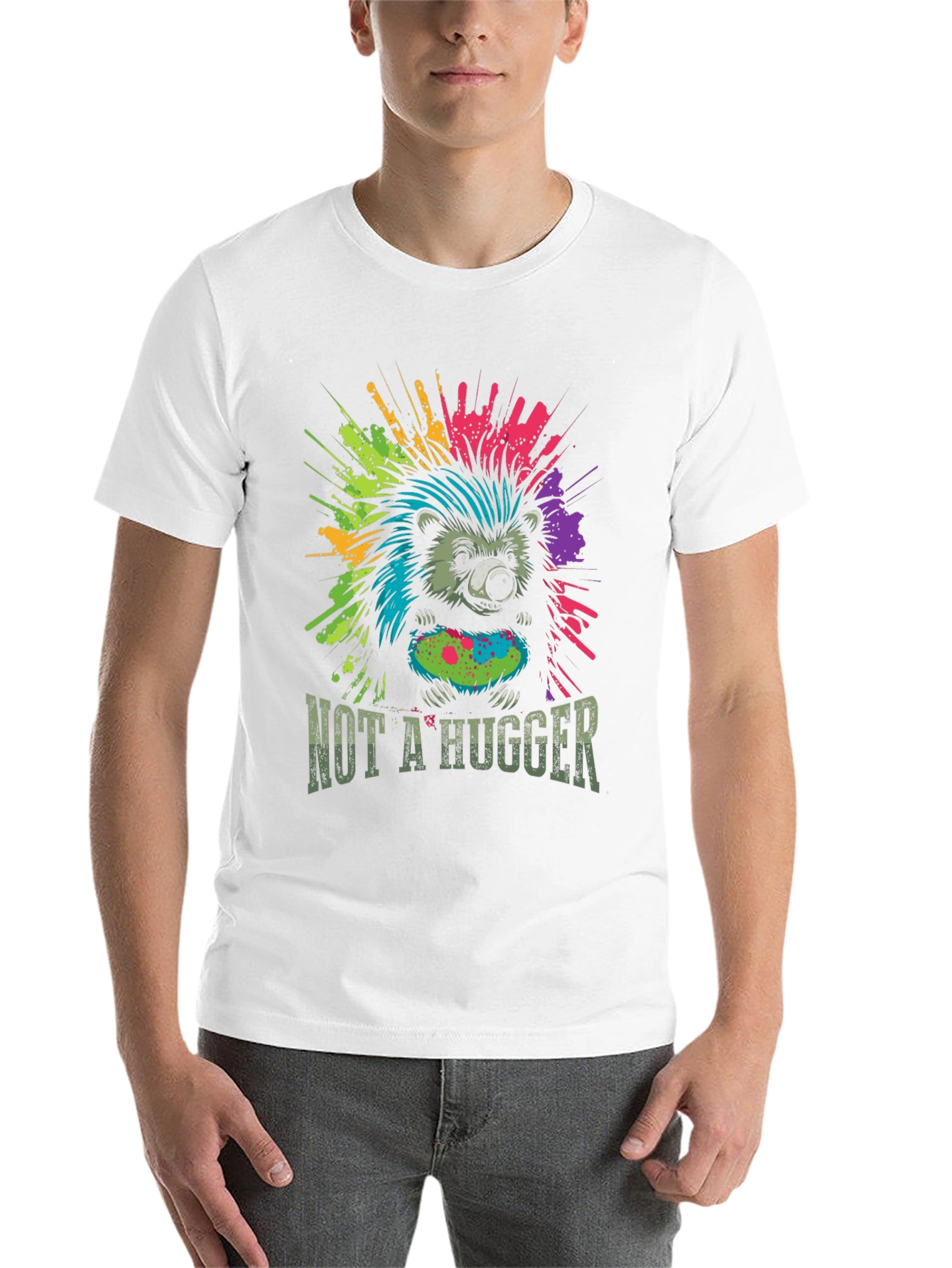 Black Not A Hugger Hedgehog Graphic Tee view 14