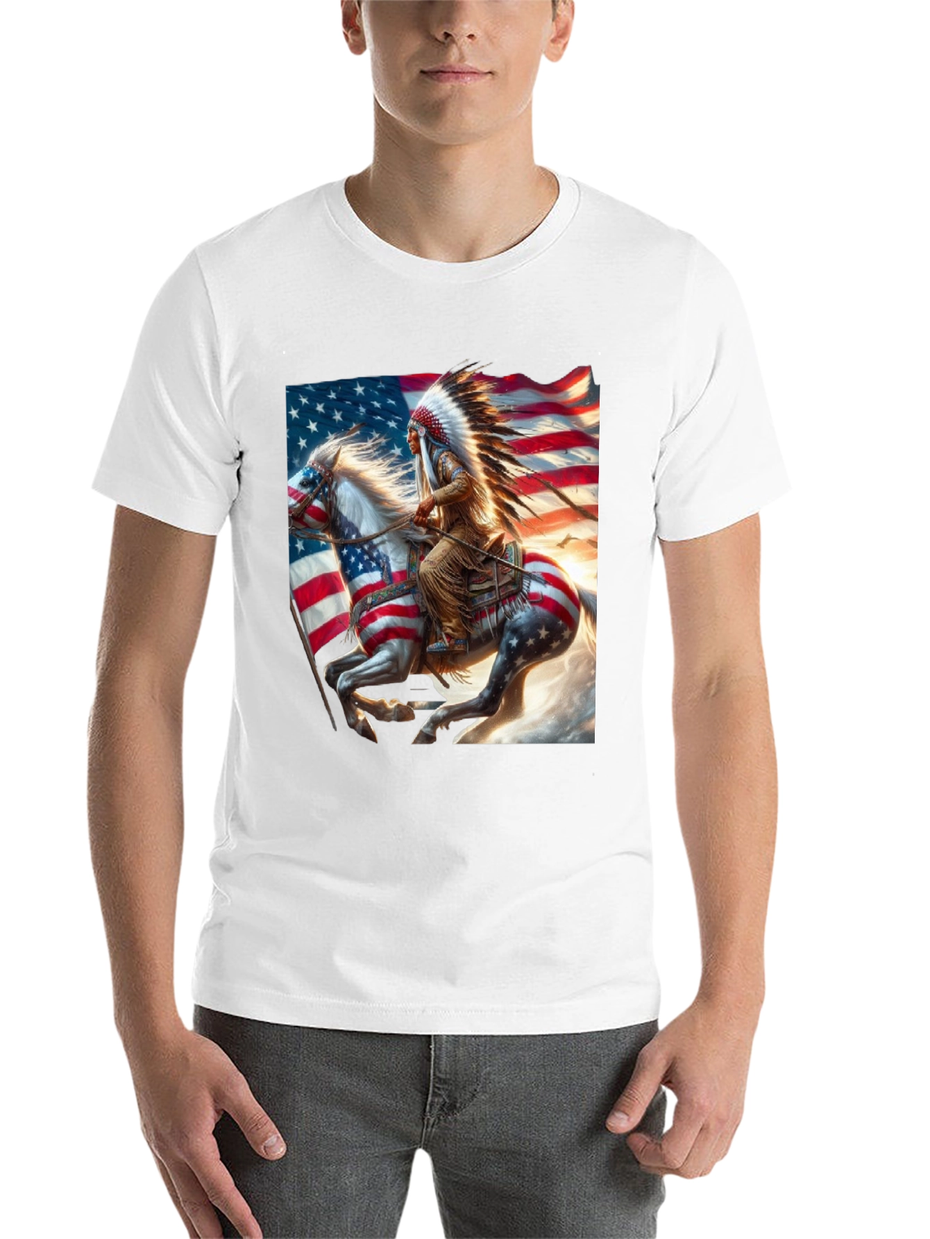 Black Native American Flag T-Shirt view 14