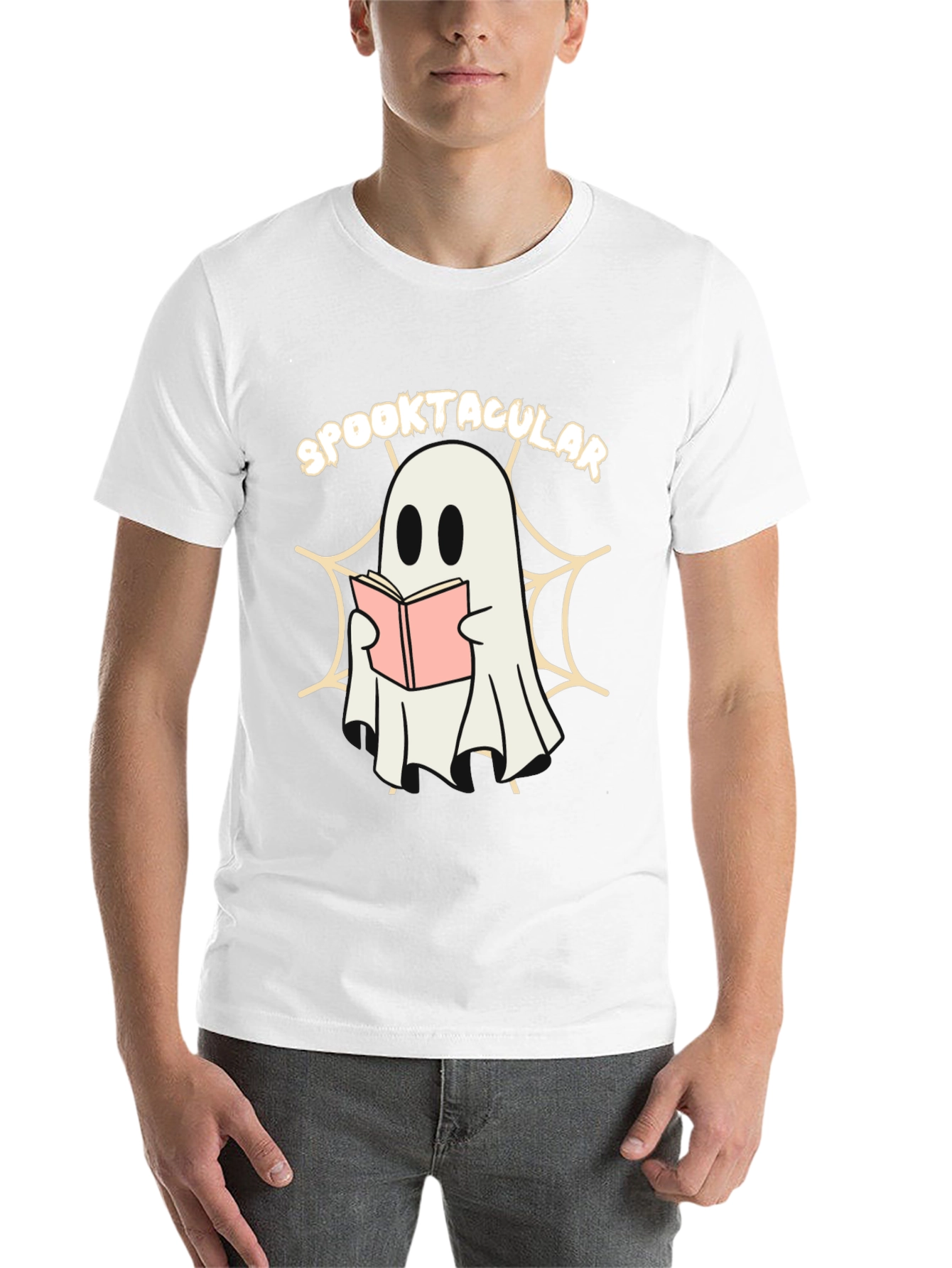 Black Spooktacular Ghost Reading Book T-Shirt view 14