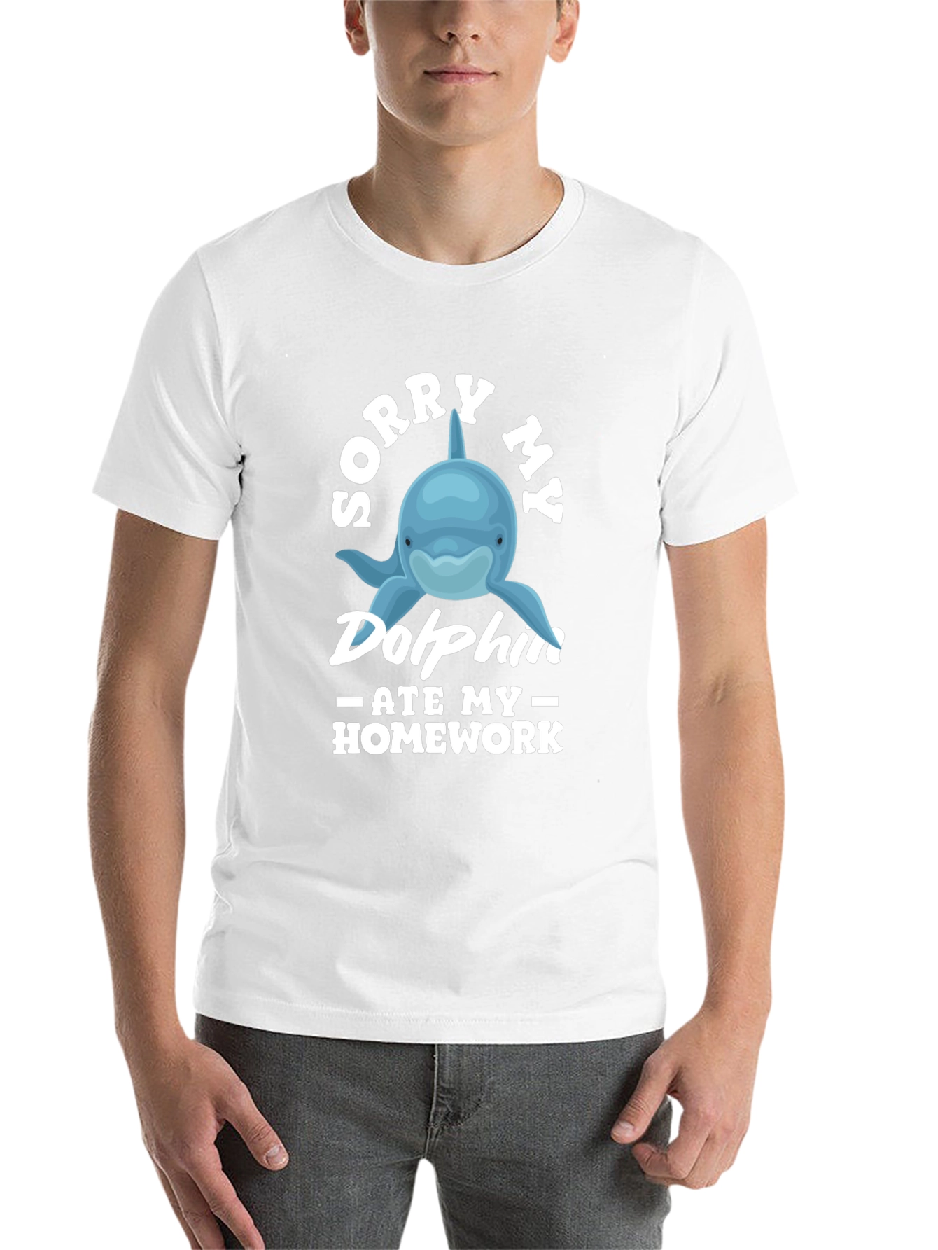 Black Sorry My Dolphin Ate My Homework T-Shirt view 14