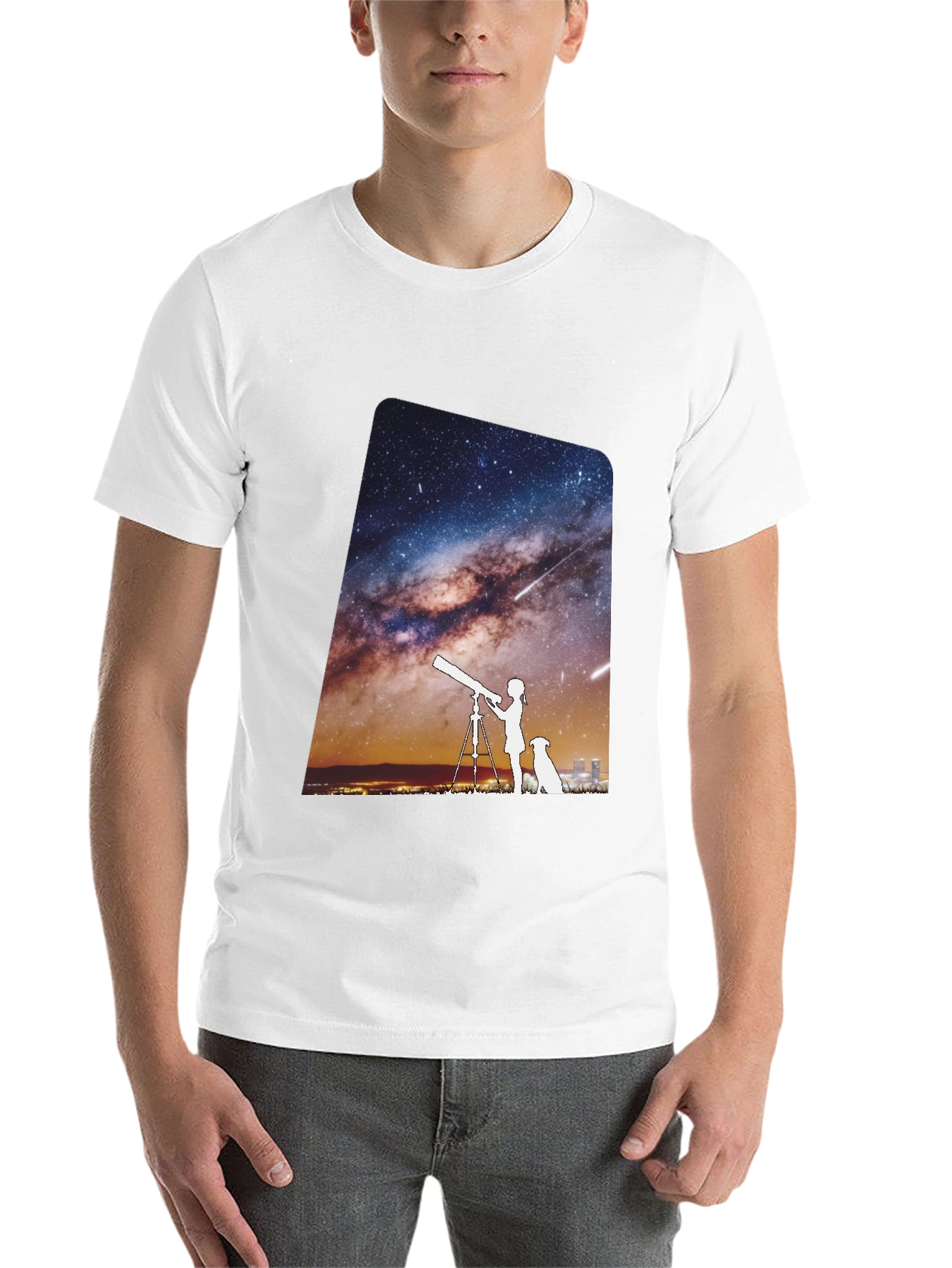Black Starry Night Tee - Unisex Premium Cotton T-Shirt view 14