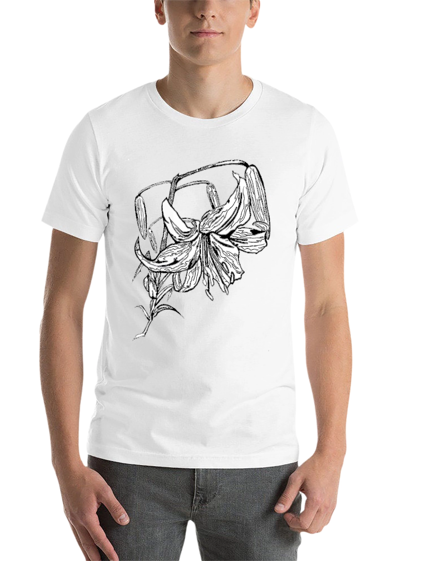 Black Floral Graphic T-Shirt - Black Casual Tee view 14