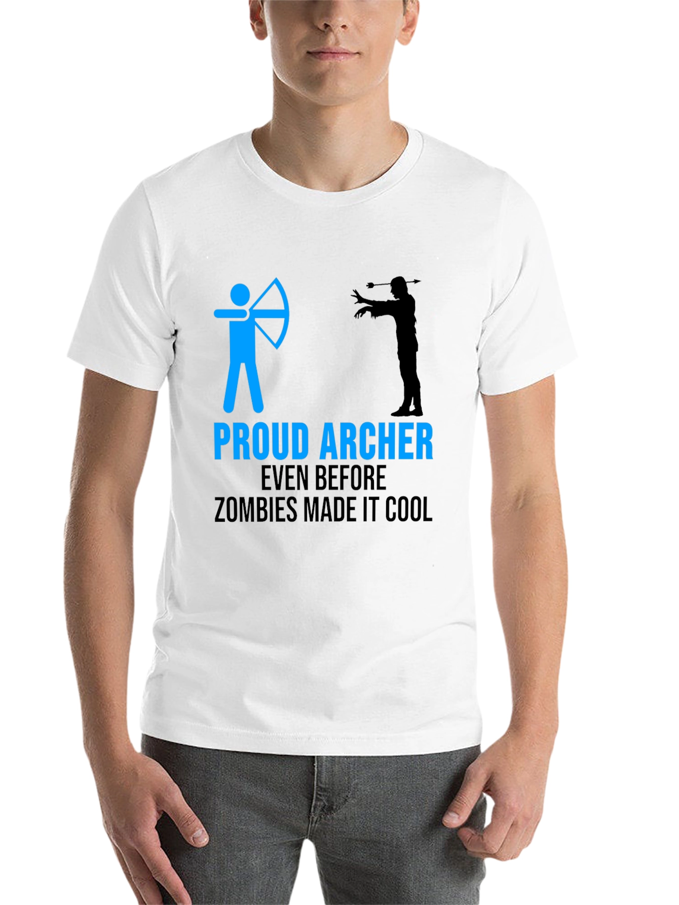 Black Proud Archer Zombie Funny T-Shirt view 14