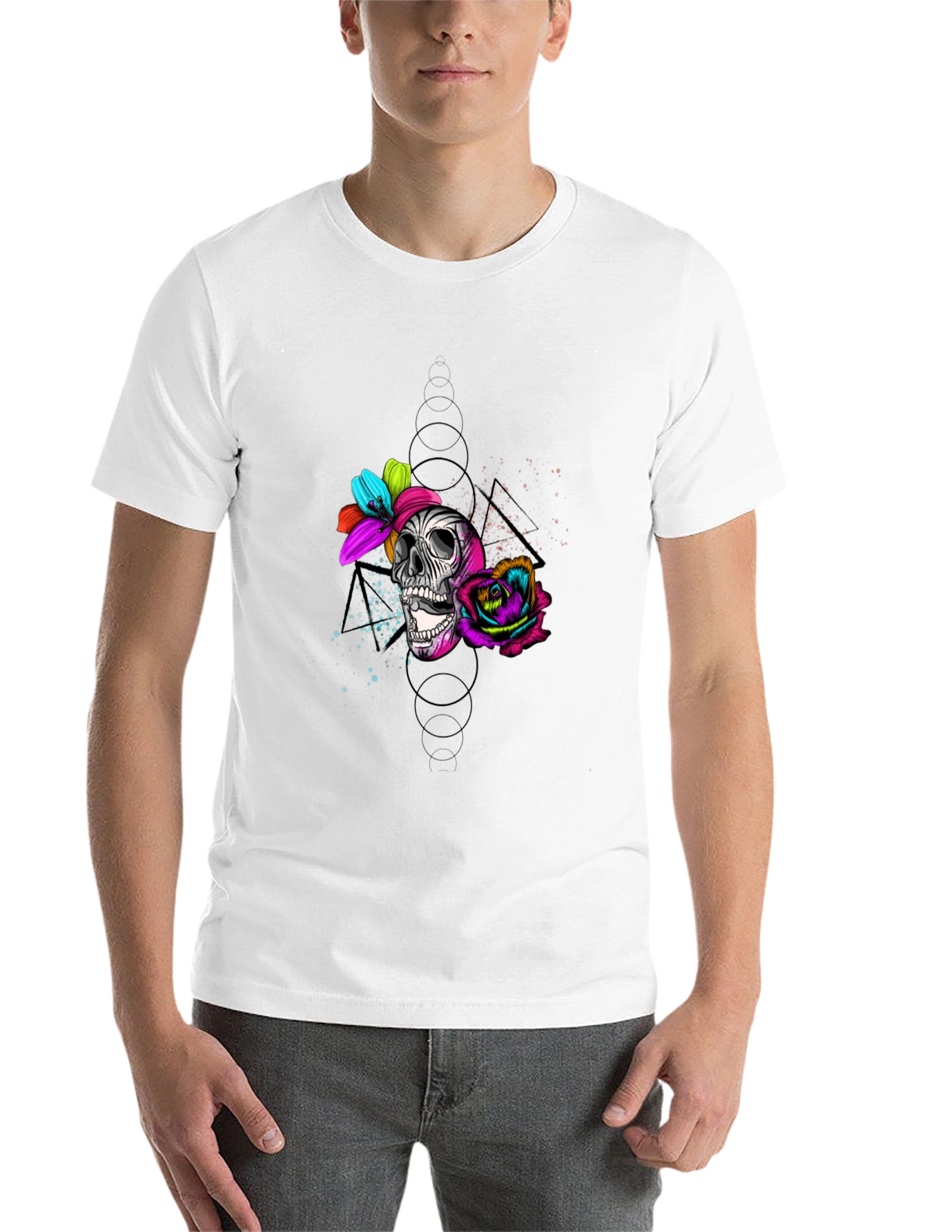 Black Skull & Roses Graphic Tee - Edgy Style view 14