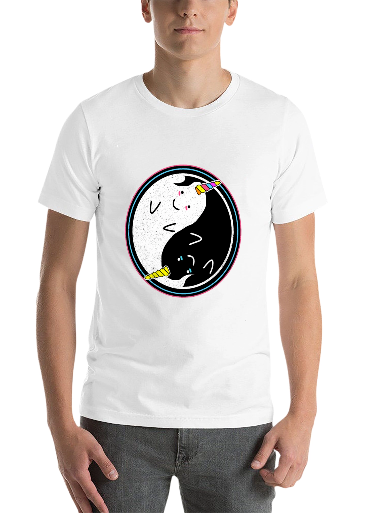 Black Yin Yang Unicorn T-Shirt view 14