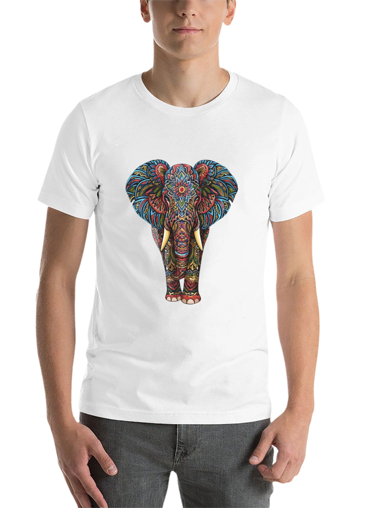 Black Elephant Mandala Graphic Tee - Black view 14