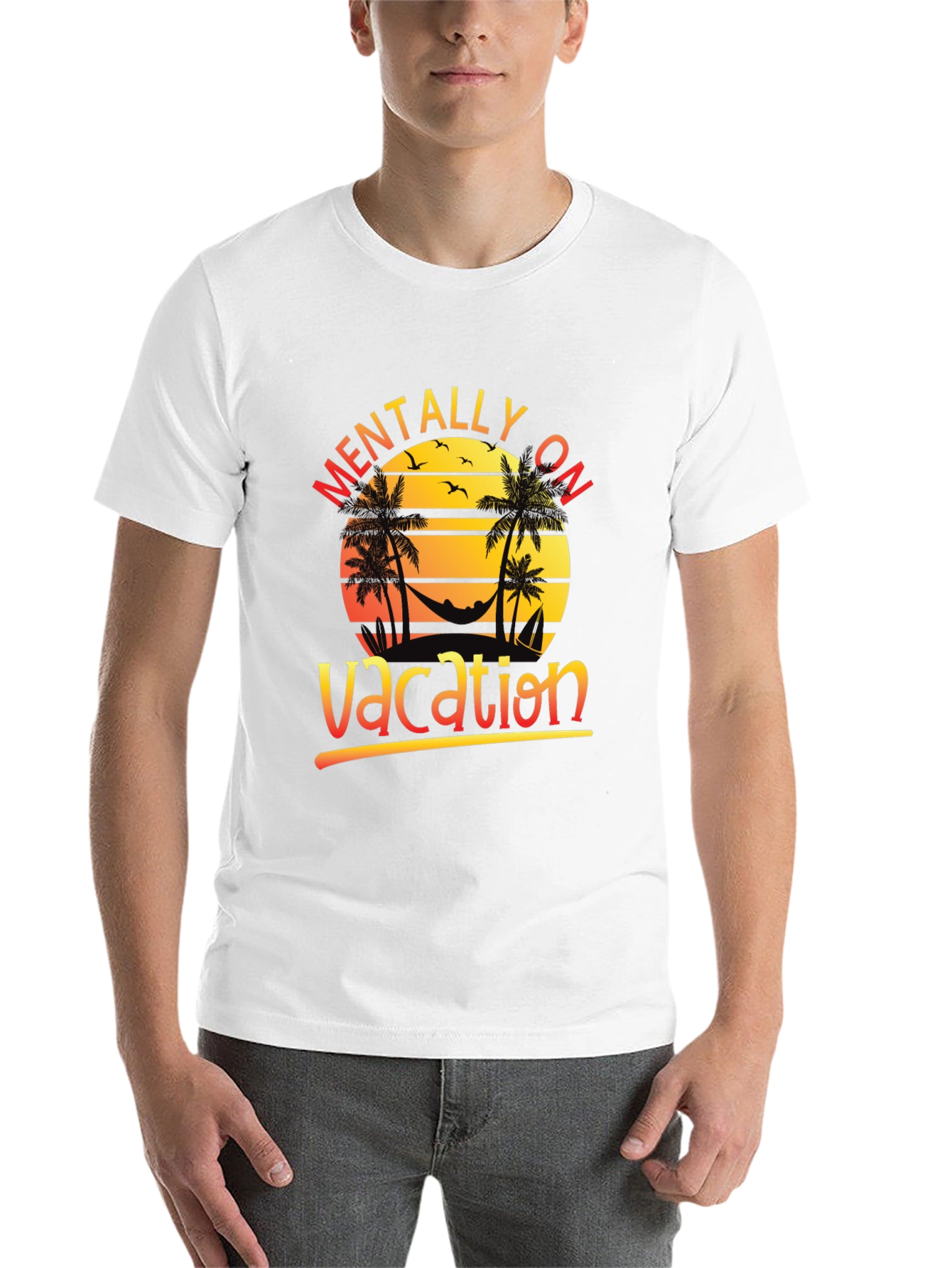 Black Mentally On Vacation Black T-Shirt view 14