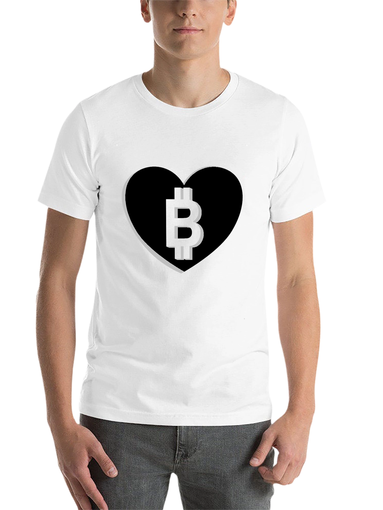 Black Bitcoin Heart Tee - Crypto Love T-Shirt view 14